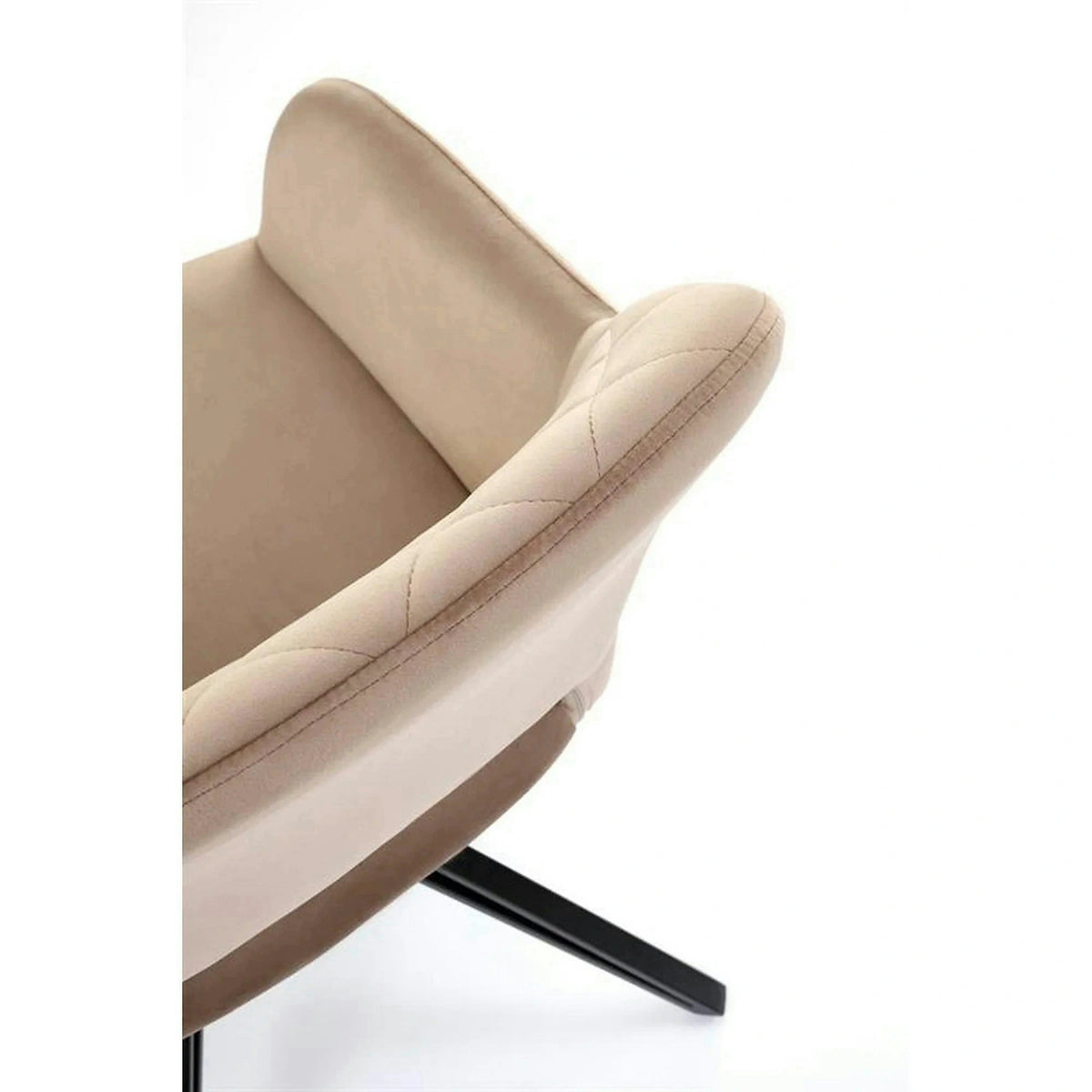 Scaun rotativ K535, bej/negru, stofa catifelata/metal, 57x60x86 cm