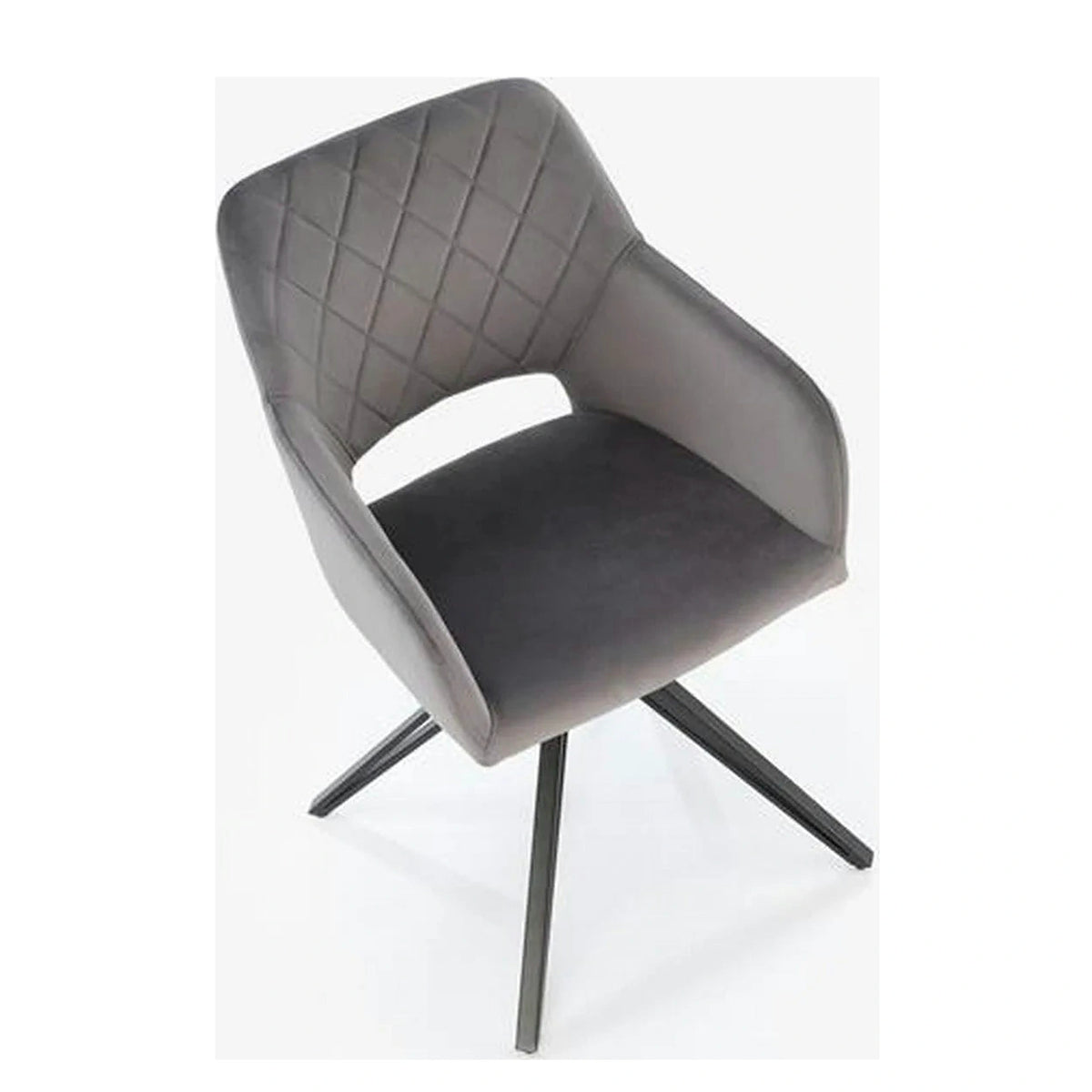 Scaun rotativ K535, gri/negru, stofa catifelata/metal, 57x60x86 cm