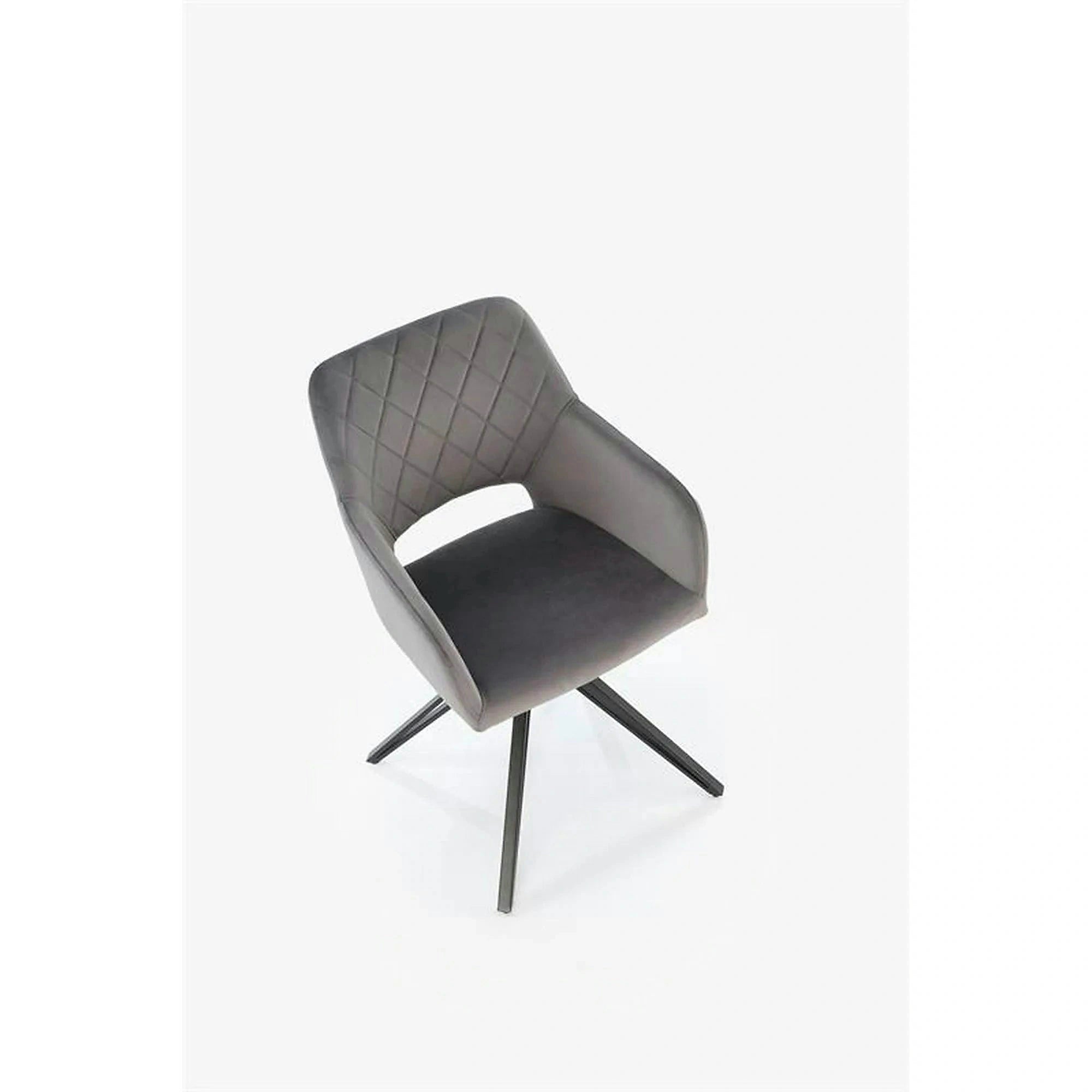 Scaun rotativ K535, gri/negru, stofa catifelata/metal, 57x60x86 cm