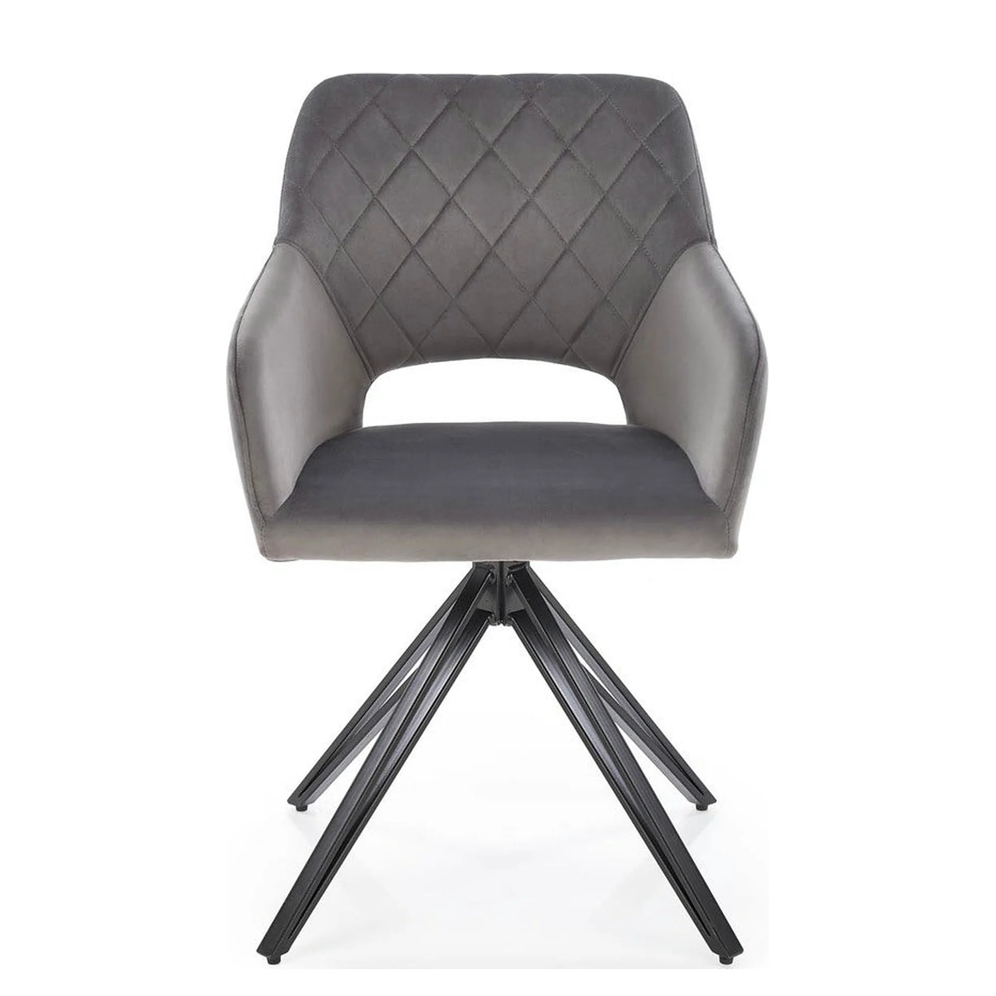 Scaun rotativ K535, gri/negru, stofa catifelata/metal, 57x60x86 cm