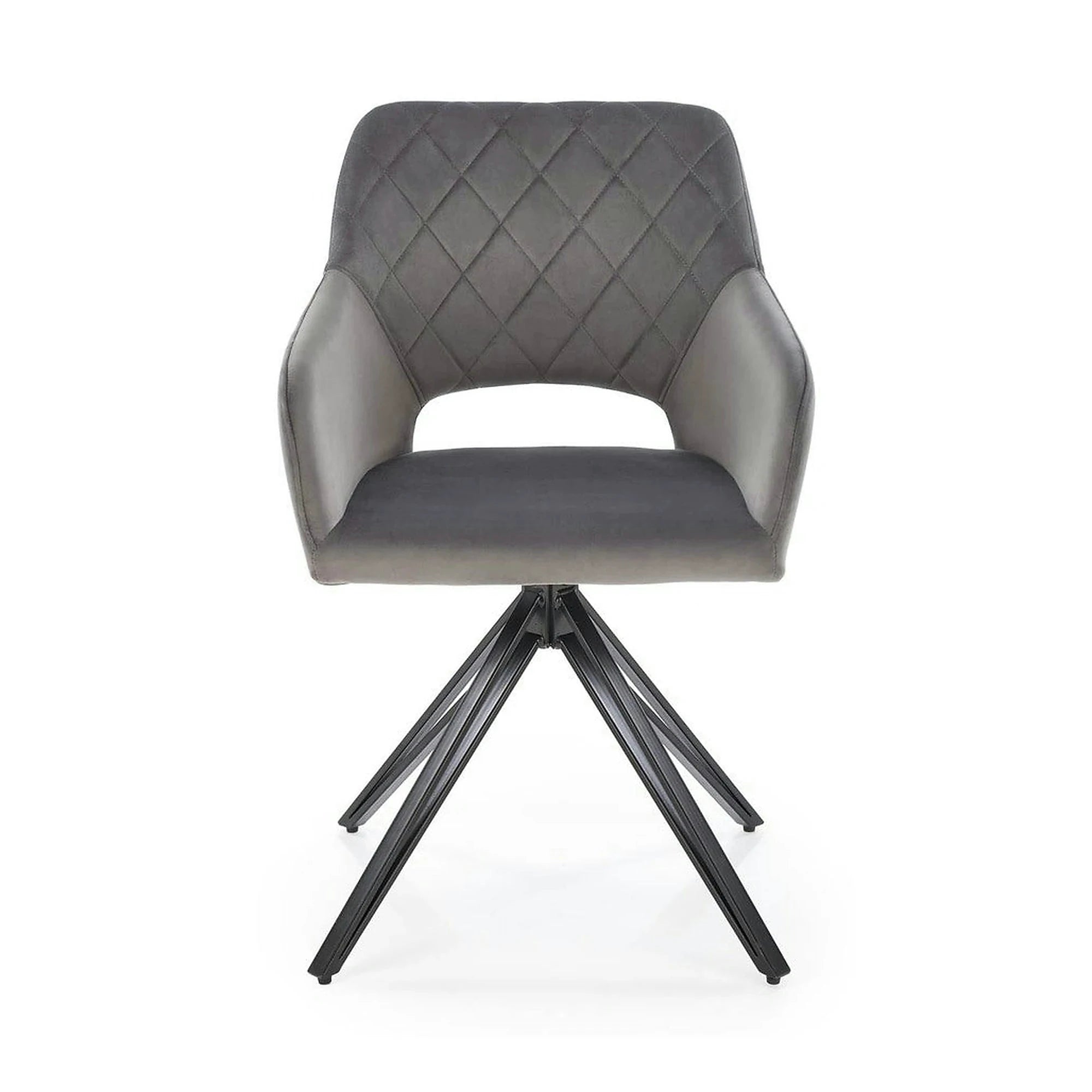 Scaun rotativ K535, gri/negru, stofa catifelata/metal, 57x60x86 cm