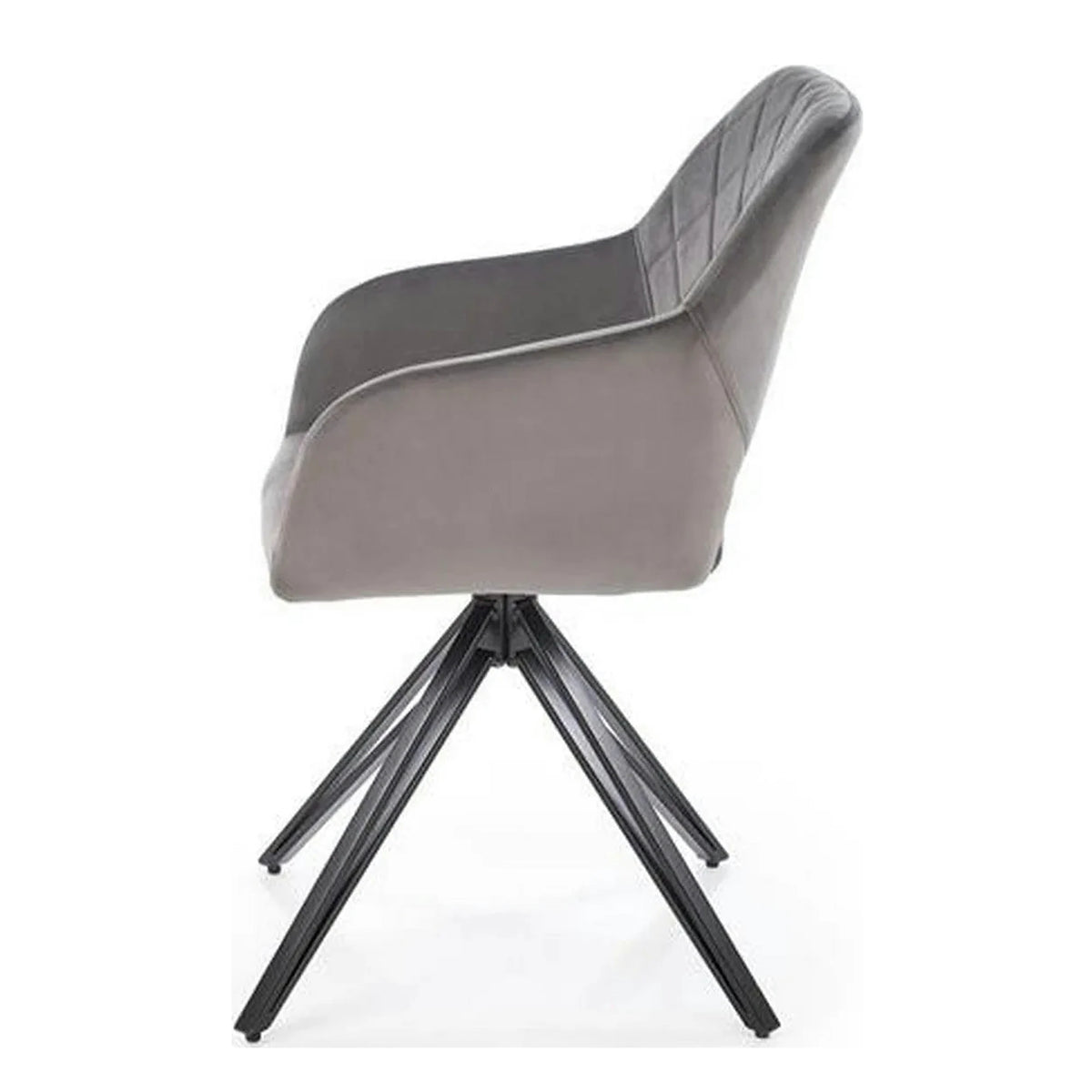 Scaun rotativ K535, gri/negru, stofa catifelata/metal, 57x60x86 cm