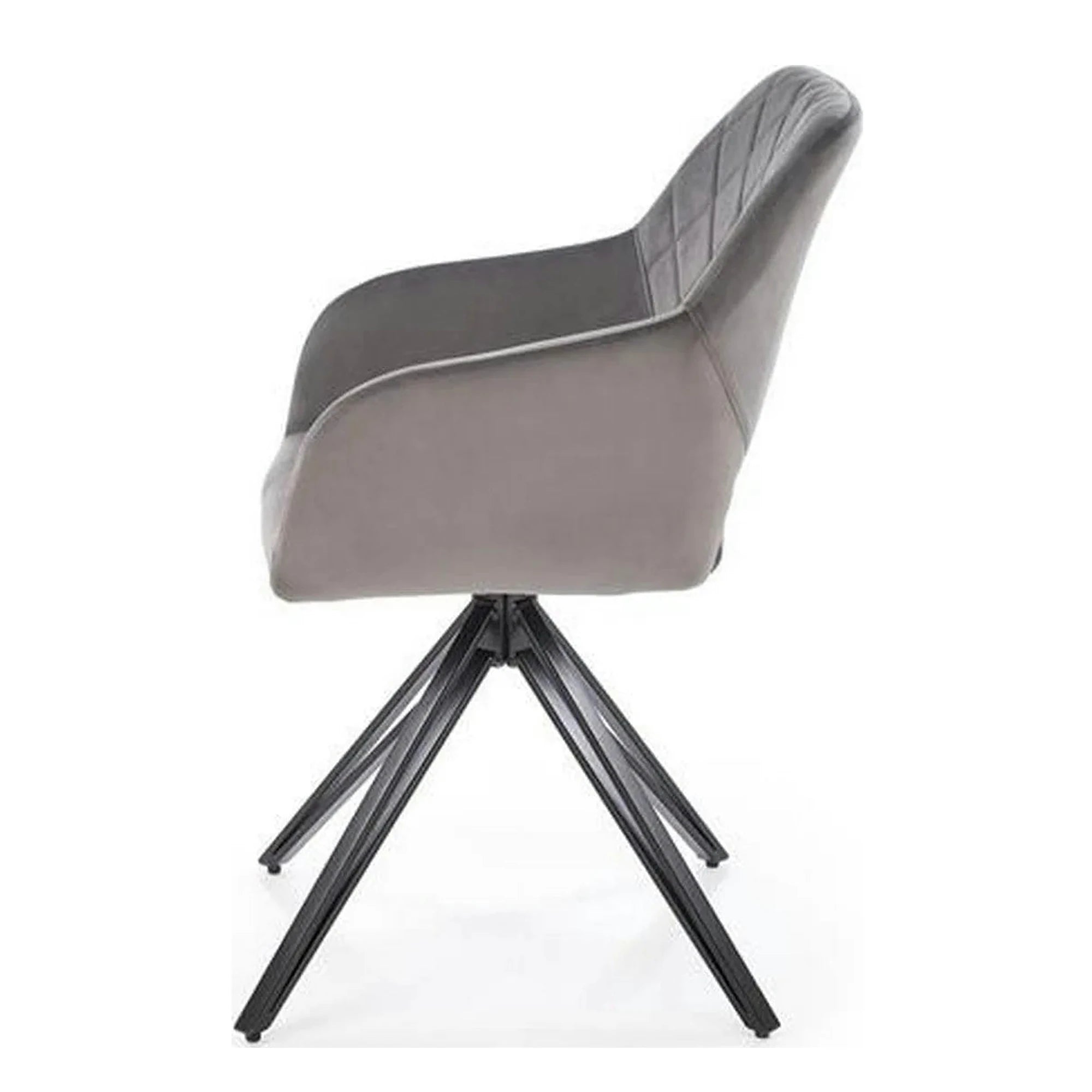 Scaun rotativ K535, gri/negru, stofa catifelata/metal, 57x60x86 cm