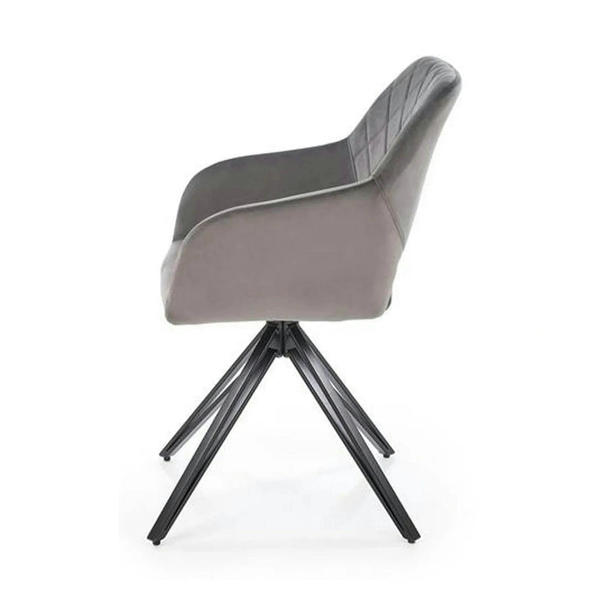 Scaun rotativ K535, gri/negru, stofa catifelata/metal, 57x60x86 cm