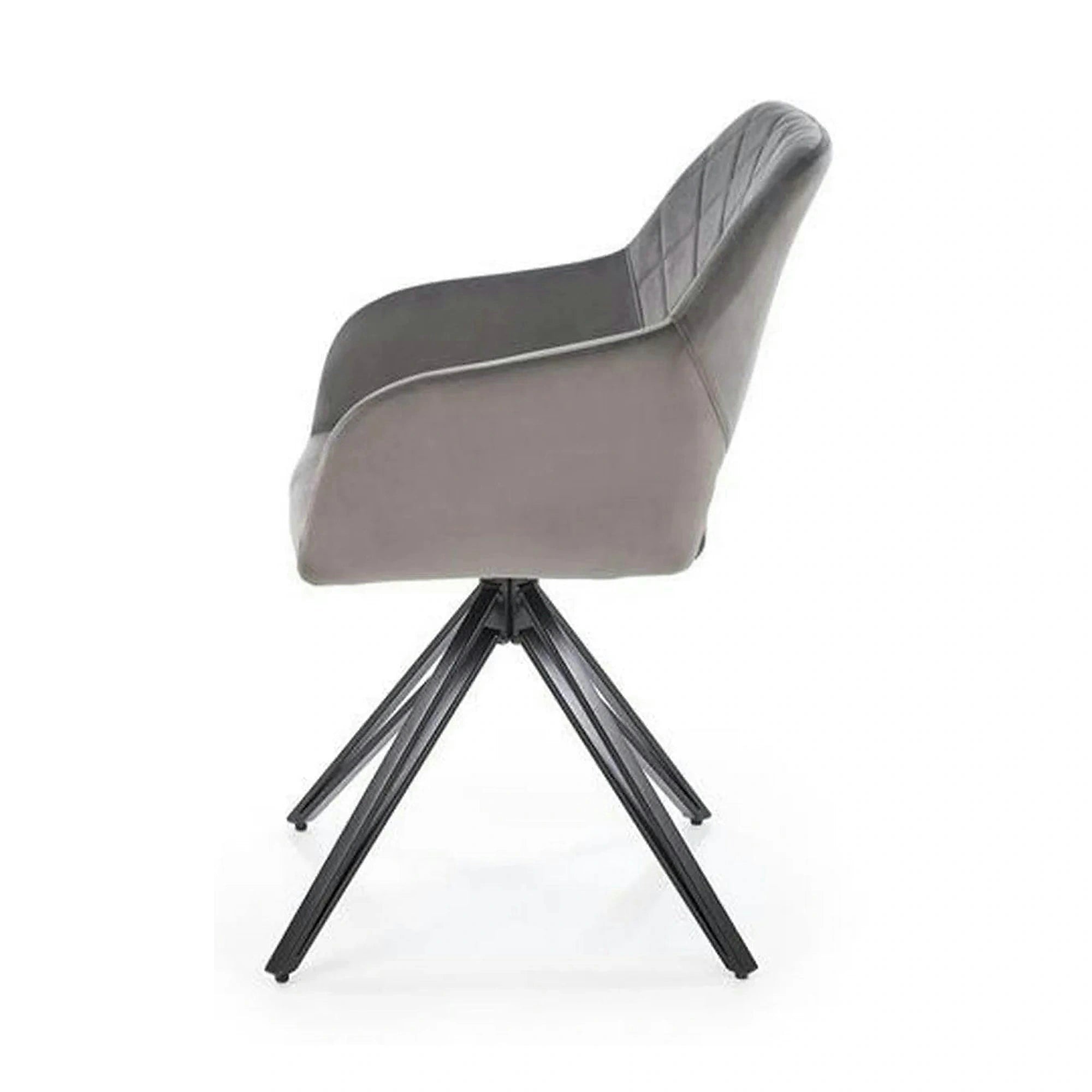Scaun rotativ K535, gri/negru, stofa catifelata/metal, 57x60x86 cm