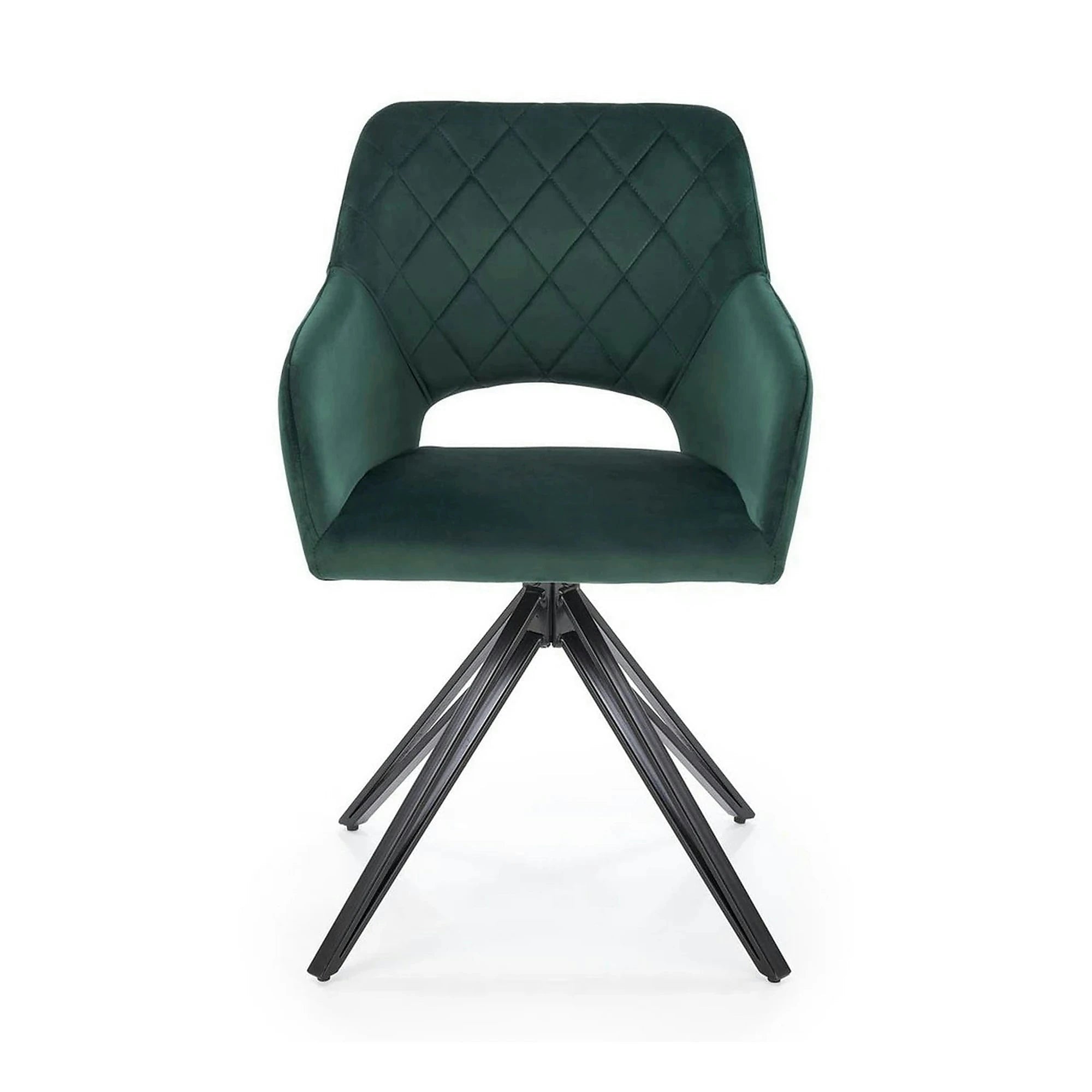Scaun rotativ K535, verde inchis/negru, stofa catifelata/metal, 57x60x86 cm
