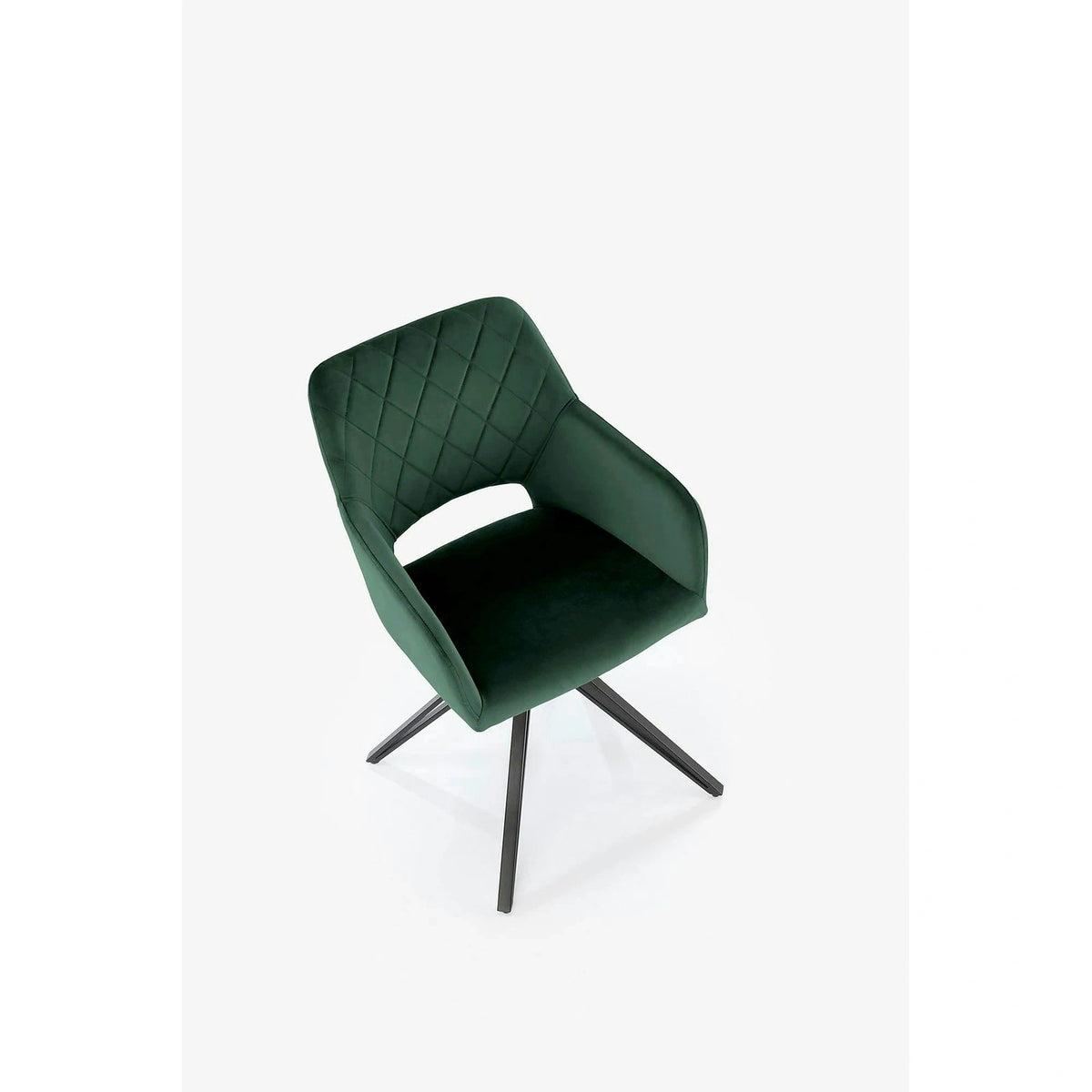 Scaun rotativ K535, verde inchis/negru, stofa catifelata/metal, 57x60x86 cm