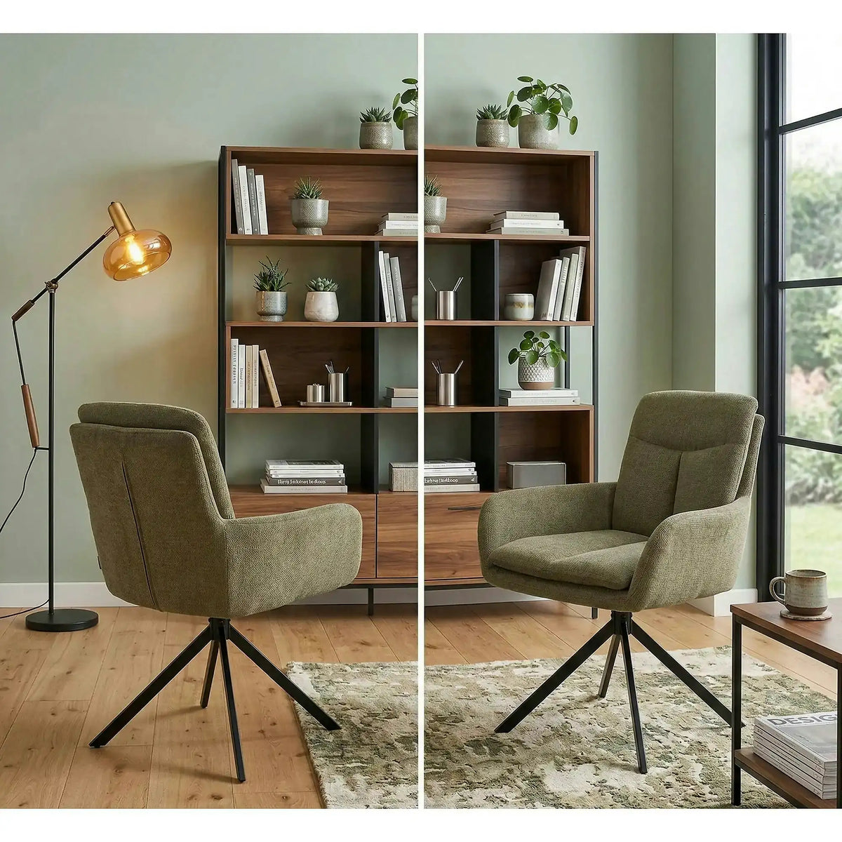 Scaun rotativ K536, verde/negru, stofa clasica/metal, 62x68x85 cm