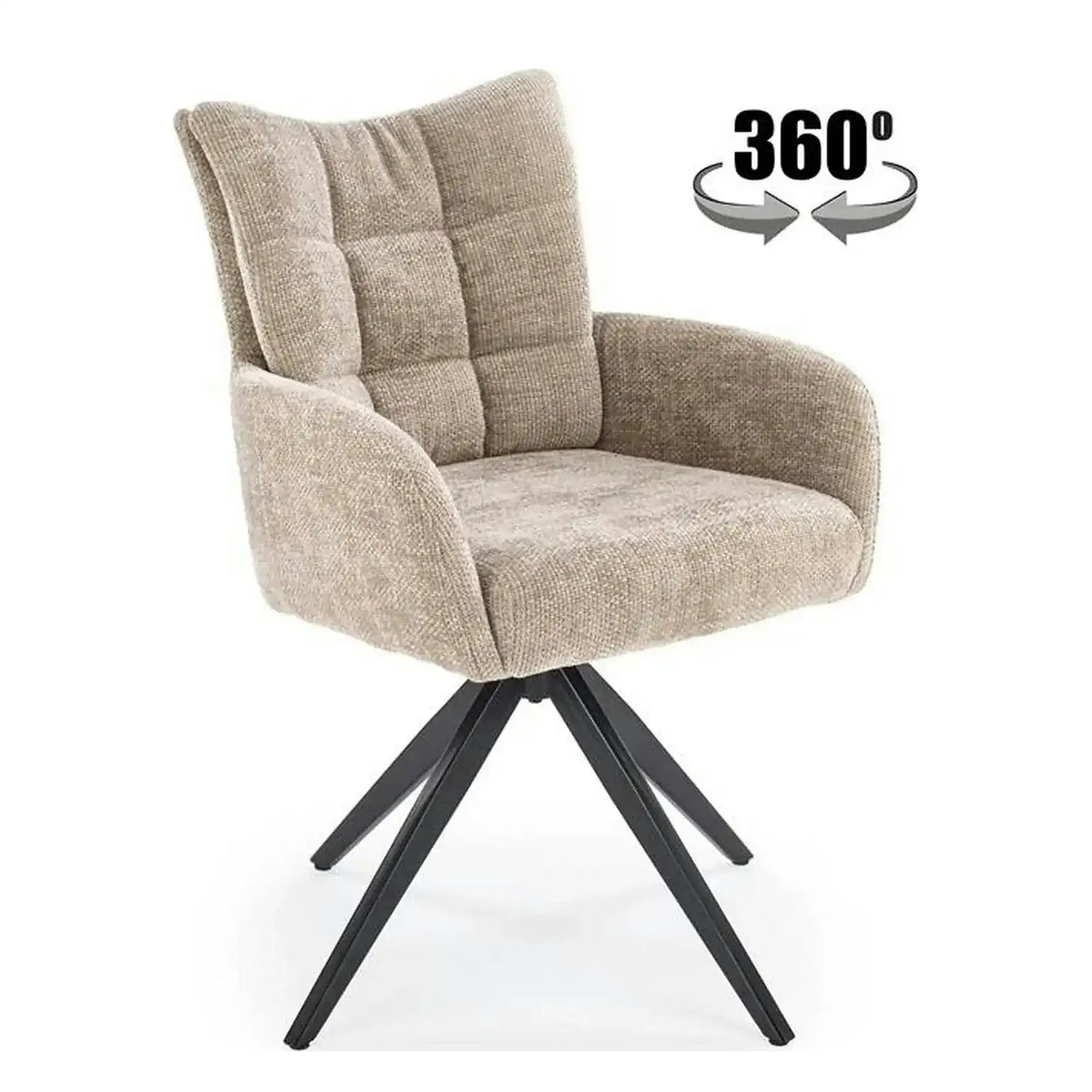 Scaun rotativ K540, bej/negru, stofa clasica/metal, 60x63x89 cm