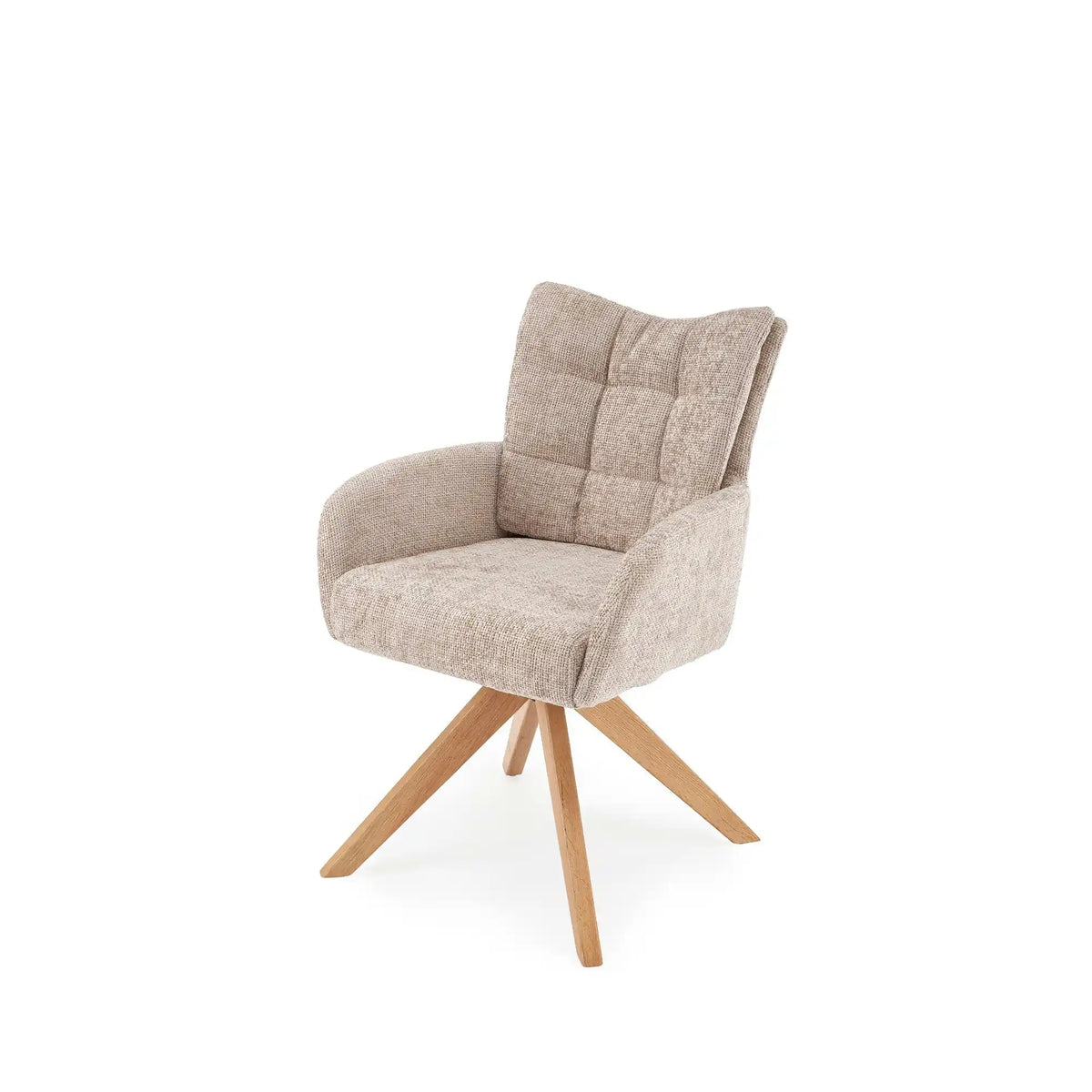 Scaun rotativ K540, bej/stejar, stofa/lemn, 60x63x89 cm