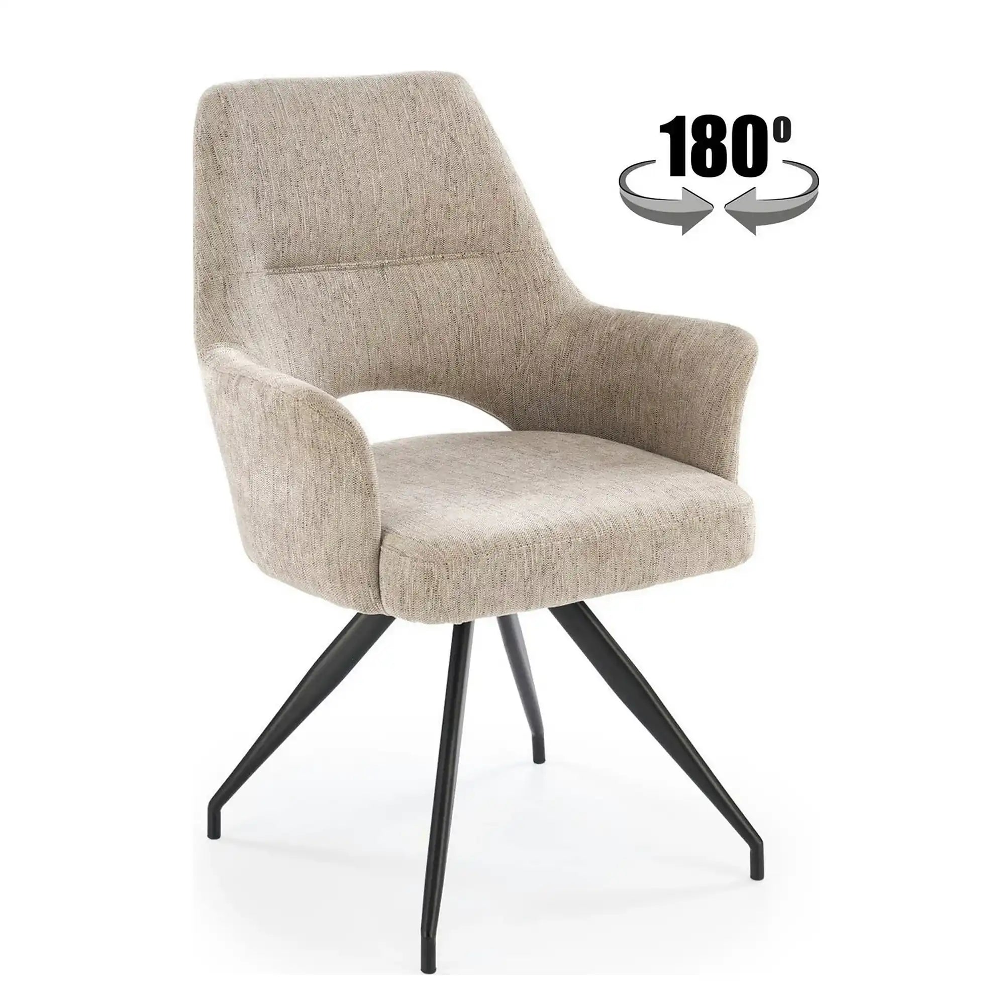Scaun rotativ K542, bej/negru, stofa clasica/metal, 58x64x88 cm