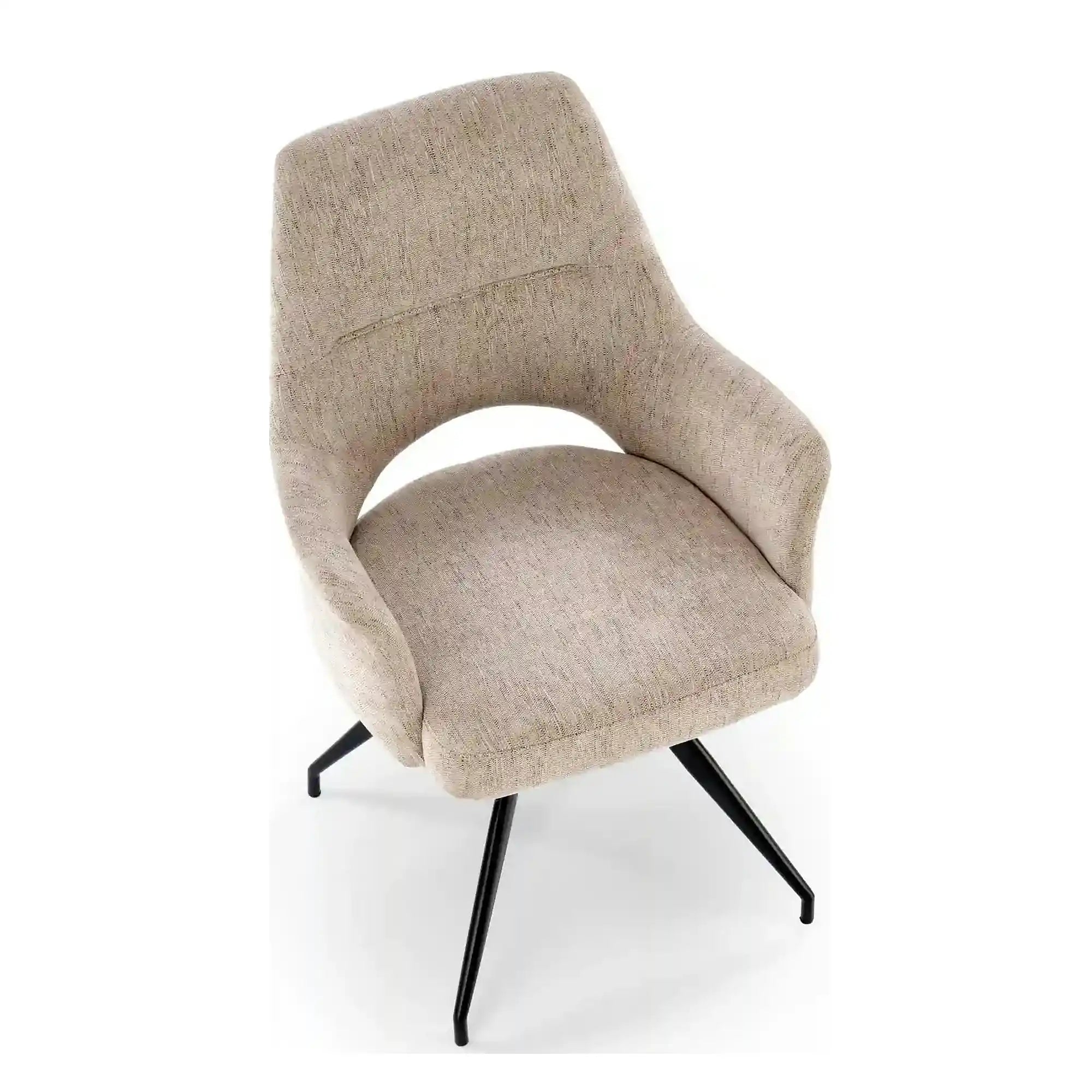 Scaun rotativ K542, bej/negru, stofa clasica/metal, 58x64x88 cm