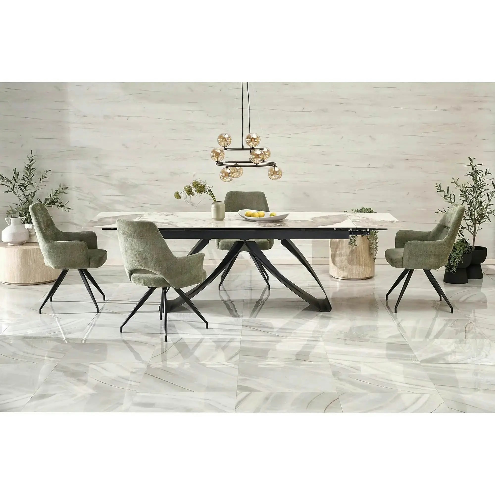Scaun rotativ K542, verde/negru, stofa clasica/metal, 58x64x88 cm