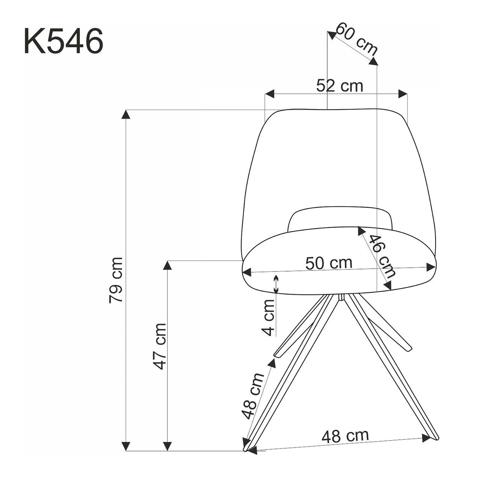Scaun rotativ K546, bej/negru, panza/metal, 52x60x79 cm
