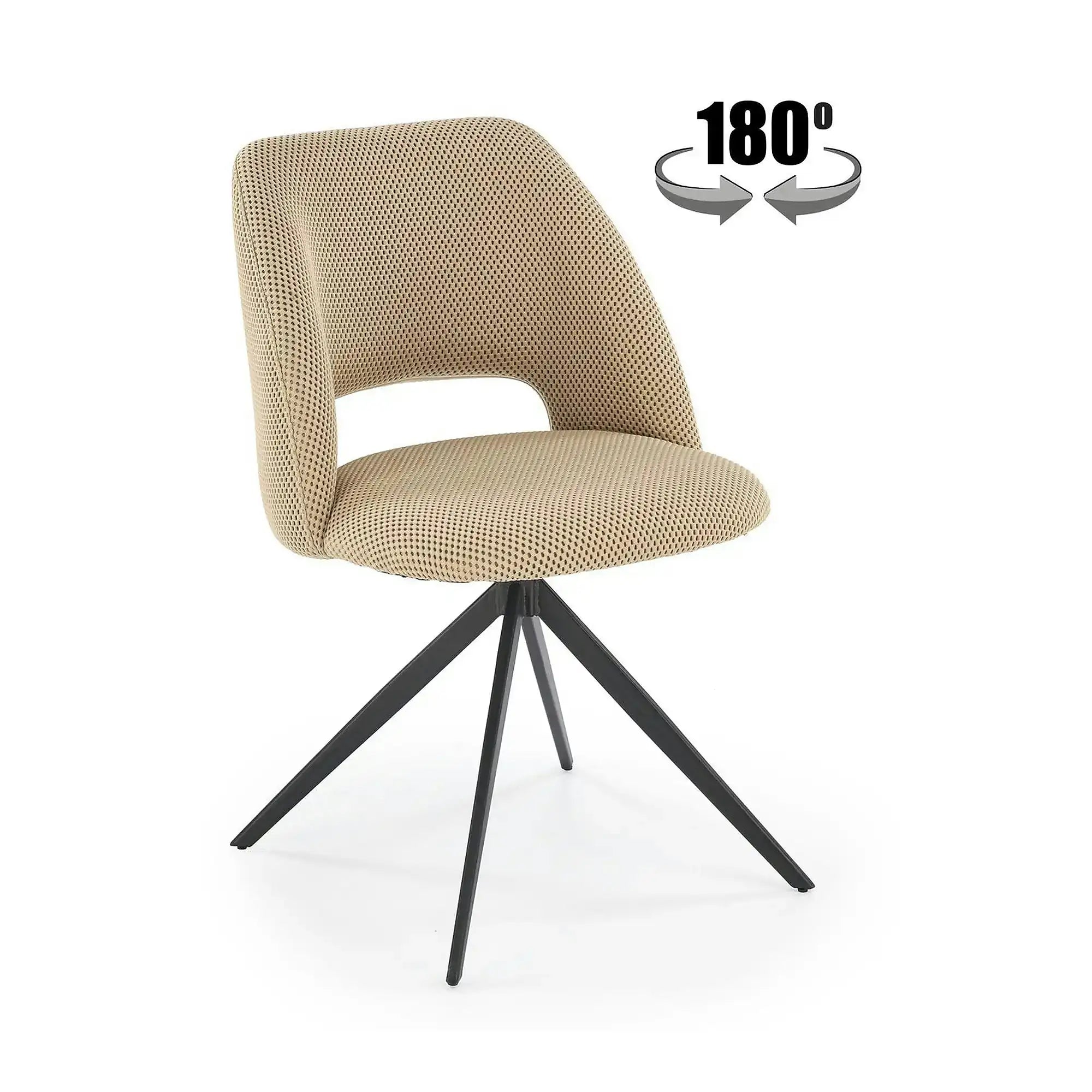 Scaun rotativ K546, bej/negru, panza/metal, 52x60x79 cm