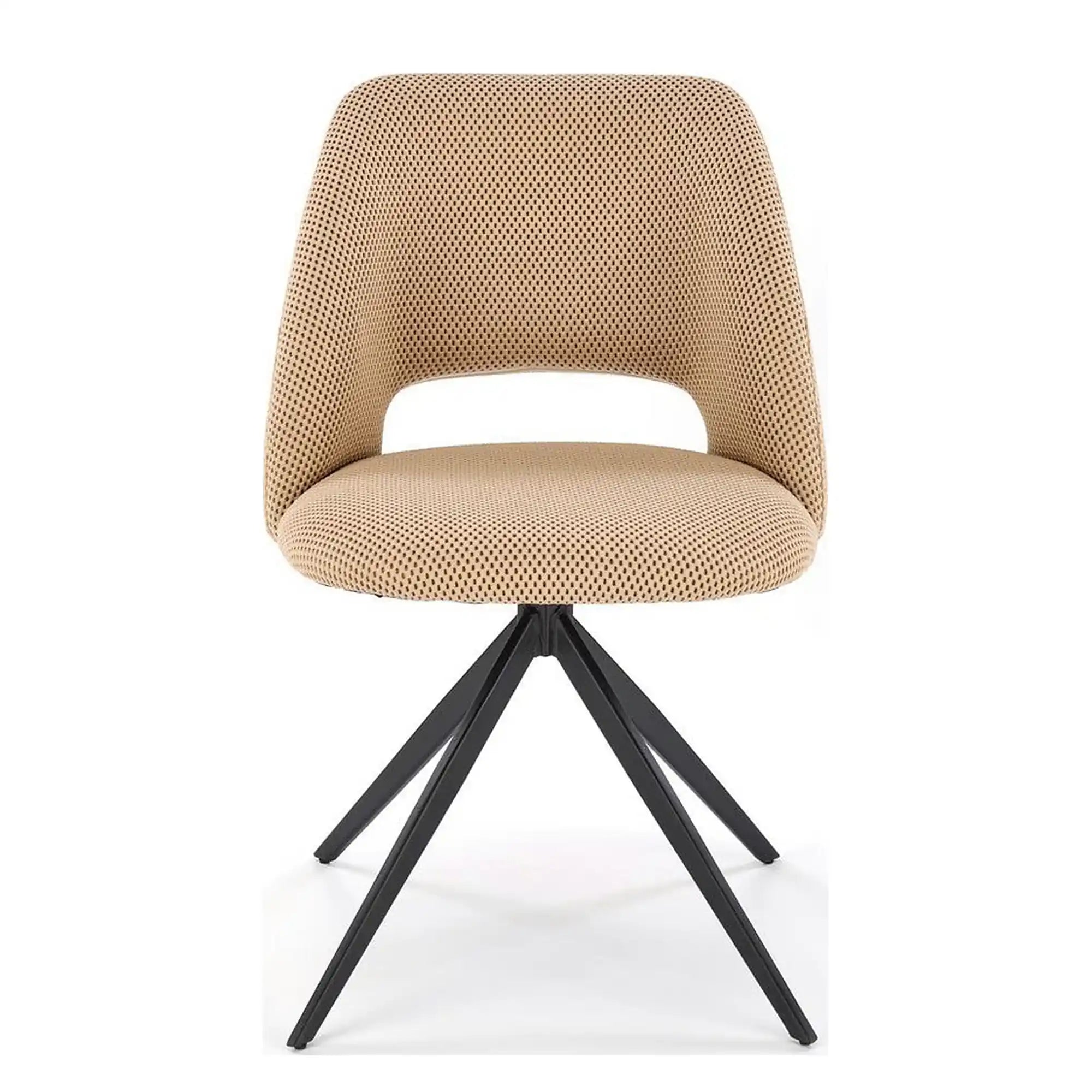Scaun rotativ K546, bej/negru, panza/metal, 52x60x79 cm