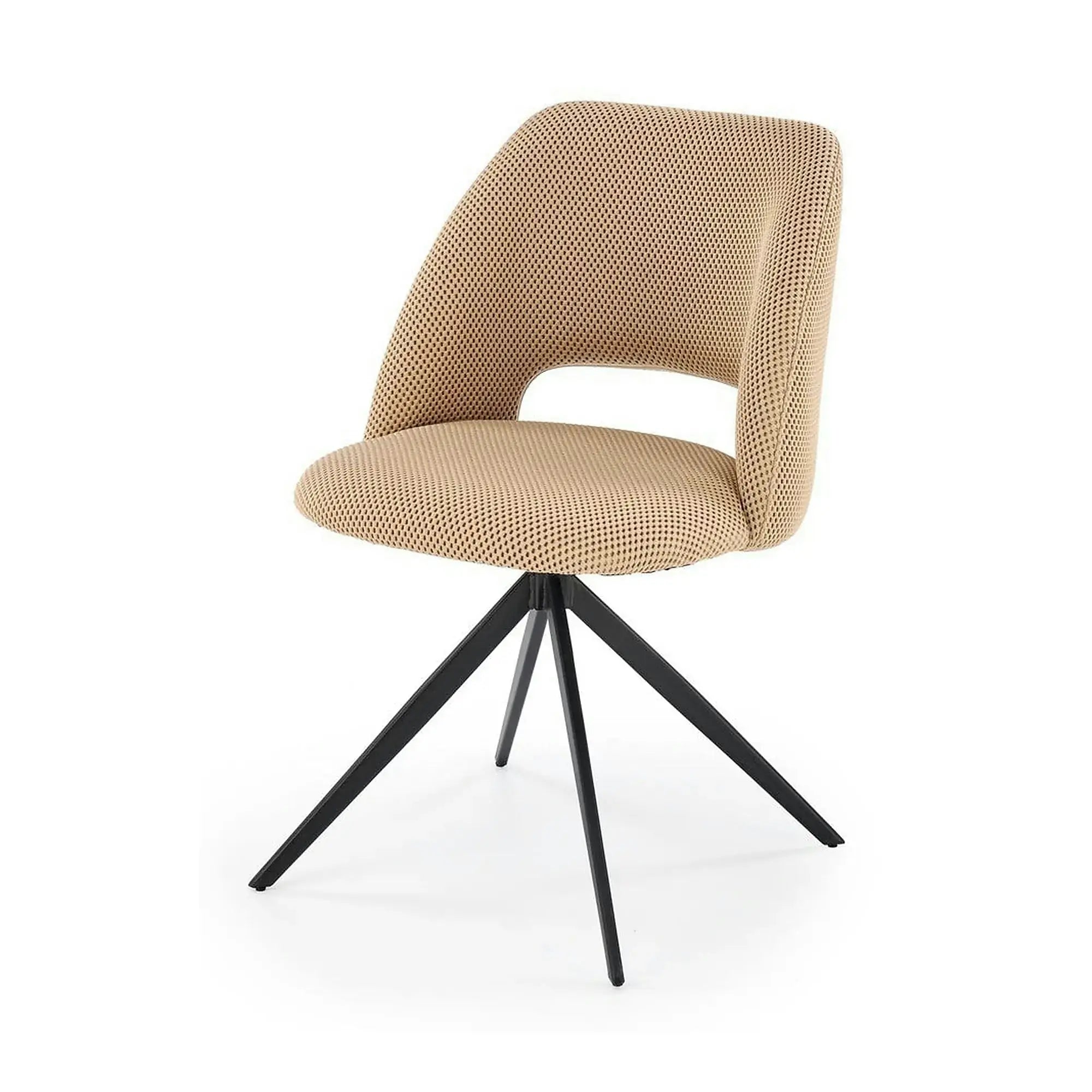 Scaun rotativ K546, bej/negru, panza/metal, 52x60x79 cm
