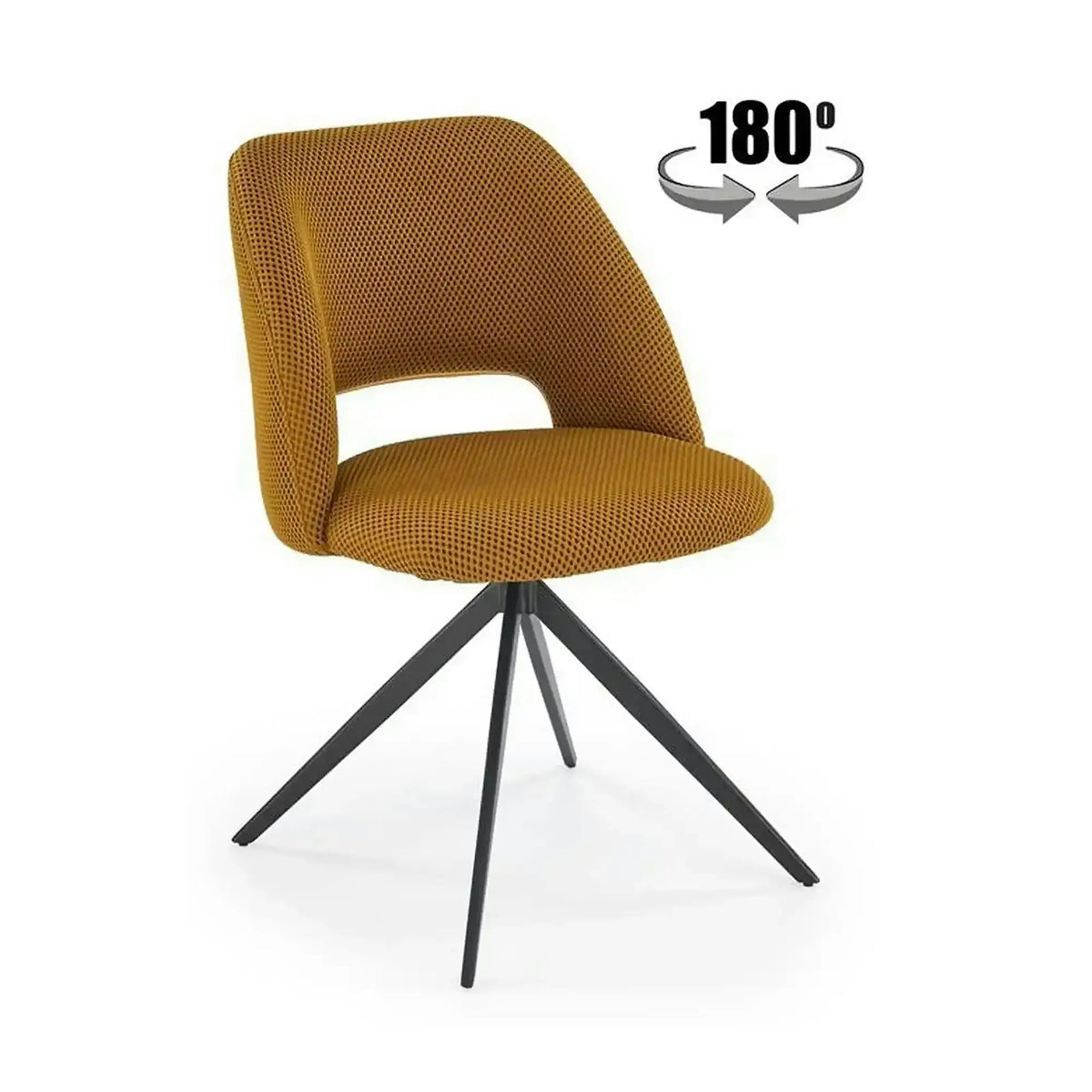 Scaun rotativ K546, galben/negru, panza/metal, 52x60x79 cm