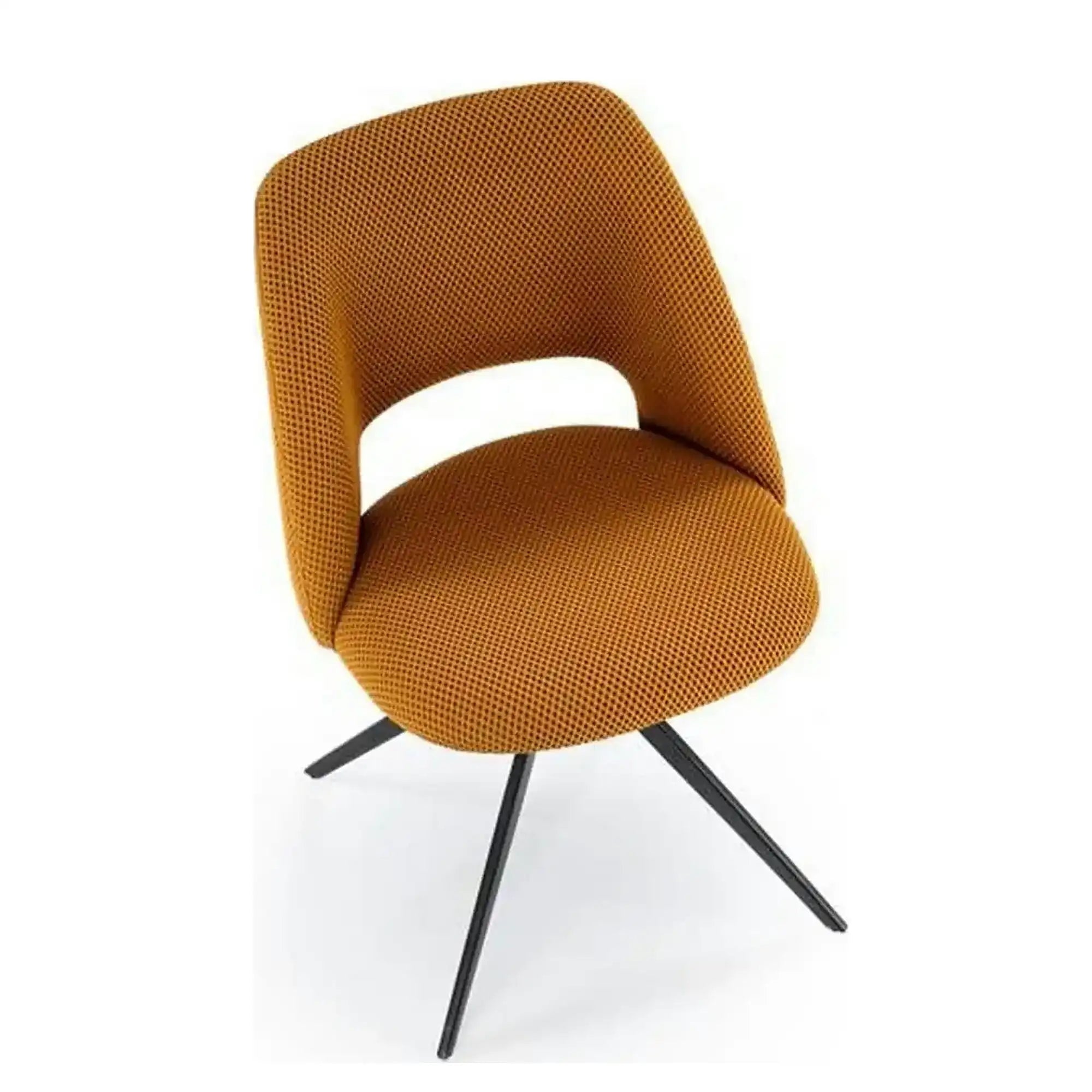Scaun rotativ K546, galben/negru, panza/metal, 52x60x79 cm