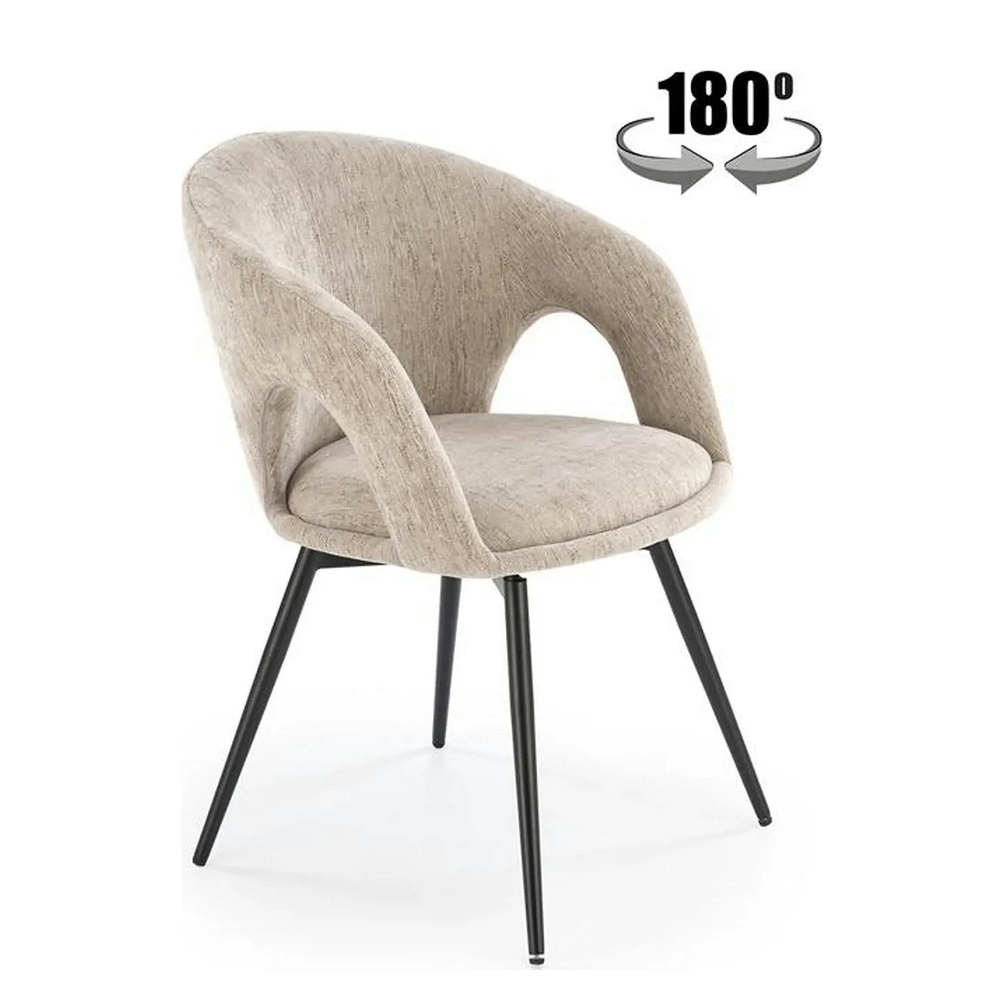 Scaun rotativ K550, bej/negru, stofa clasica/metal, 57x57x78 cm