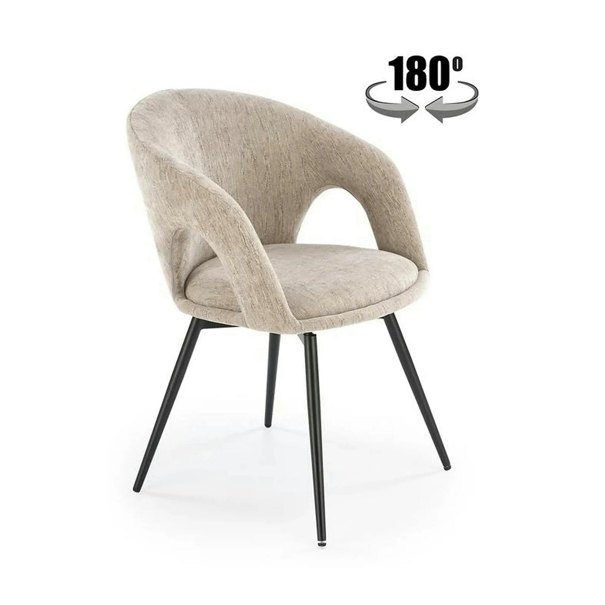 Scaun rotativ K550, bej/negru, stofa clasica/metal, 57x57x78 cm