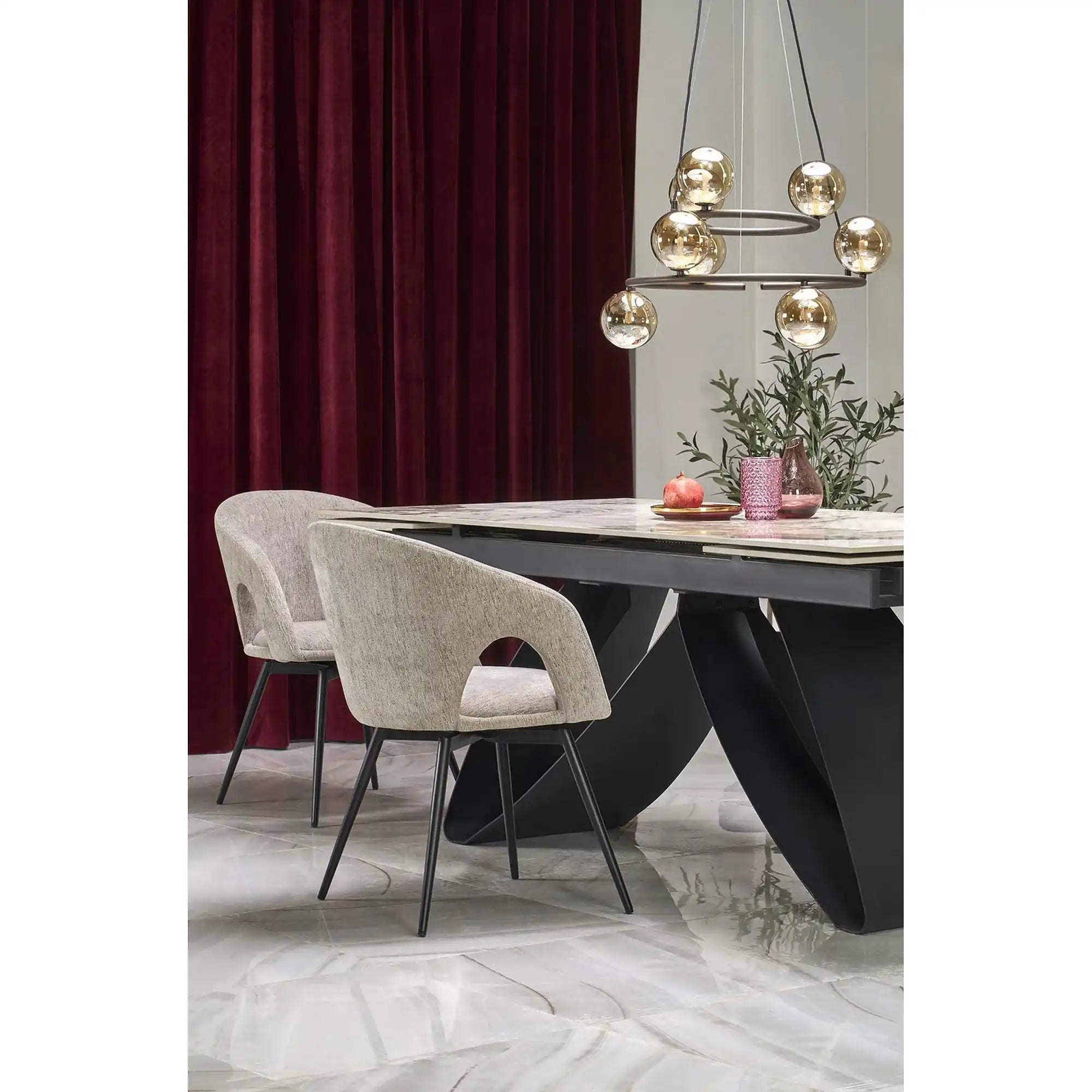 Scaun rotativ K550, bej/negru, stofa clasica/metal, 57x57x78 cm