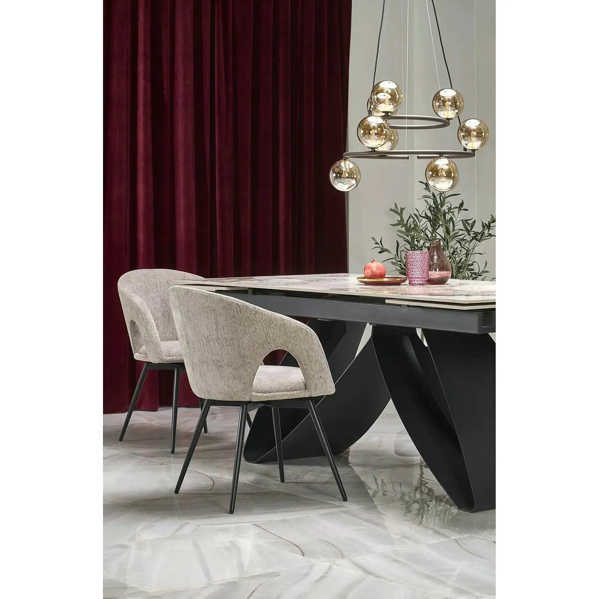 Scaun rotativ K550, bej/negru, stofa clasica/metal, 57x57x78 cm