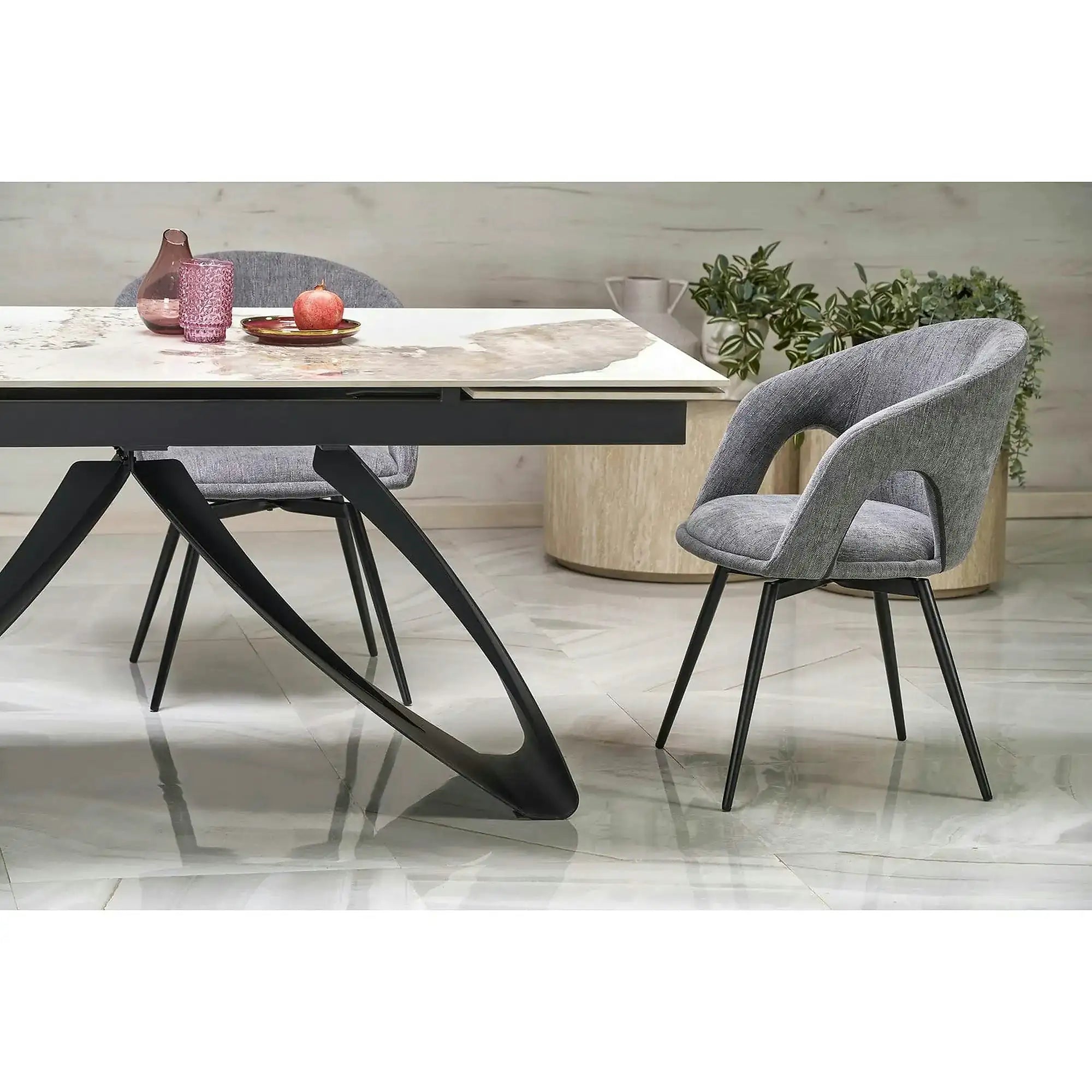 Scaun rotativ K550, gri/negru, stofa clasica/metal, 57x57x78 cm
