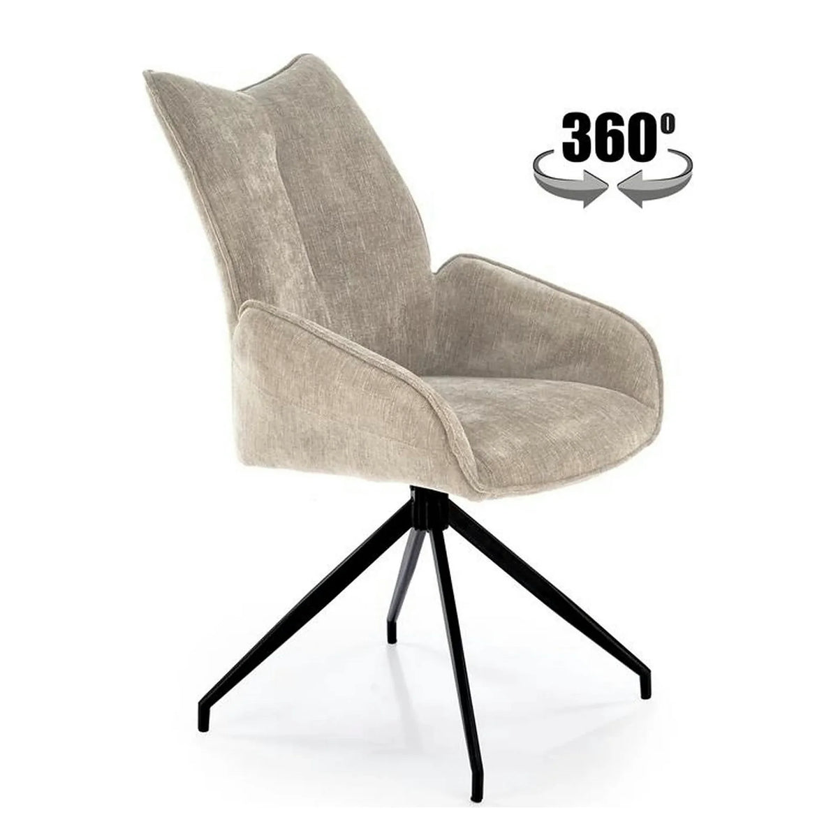 Scaun rotativ K553, bej/negru, stofa clasica/metal, 60x66x96 cm