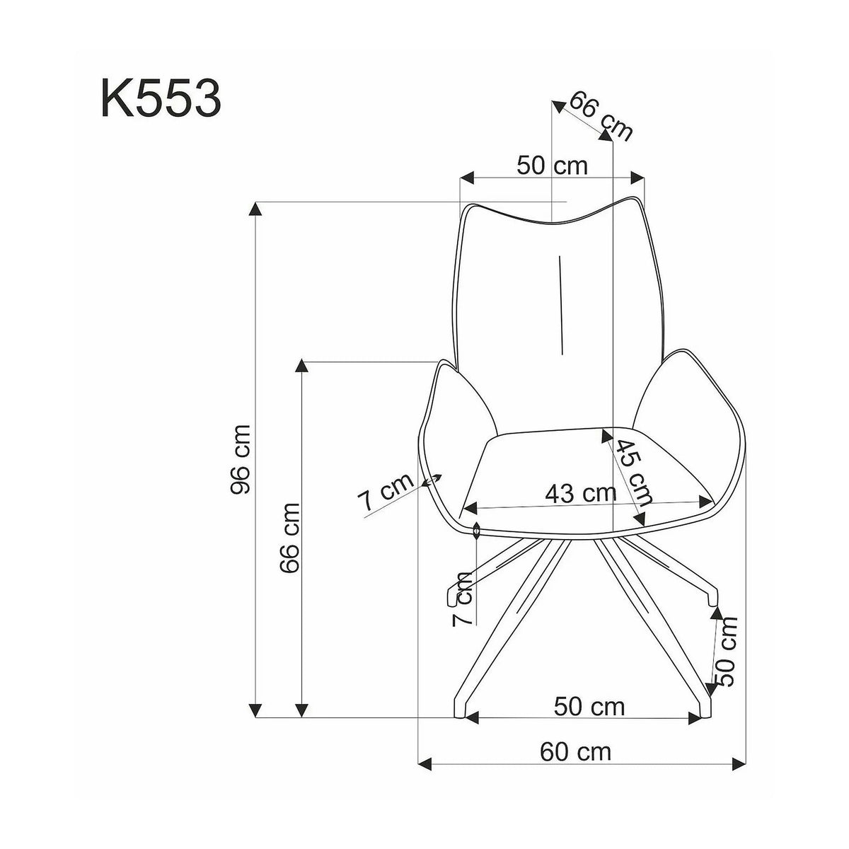 Scaun rotativ K553, bej/negru, stofa clasica/metal, 60x66x96 cm
