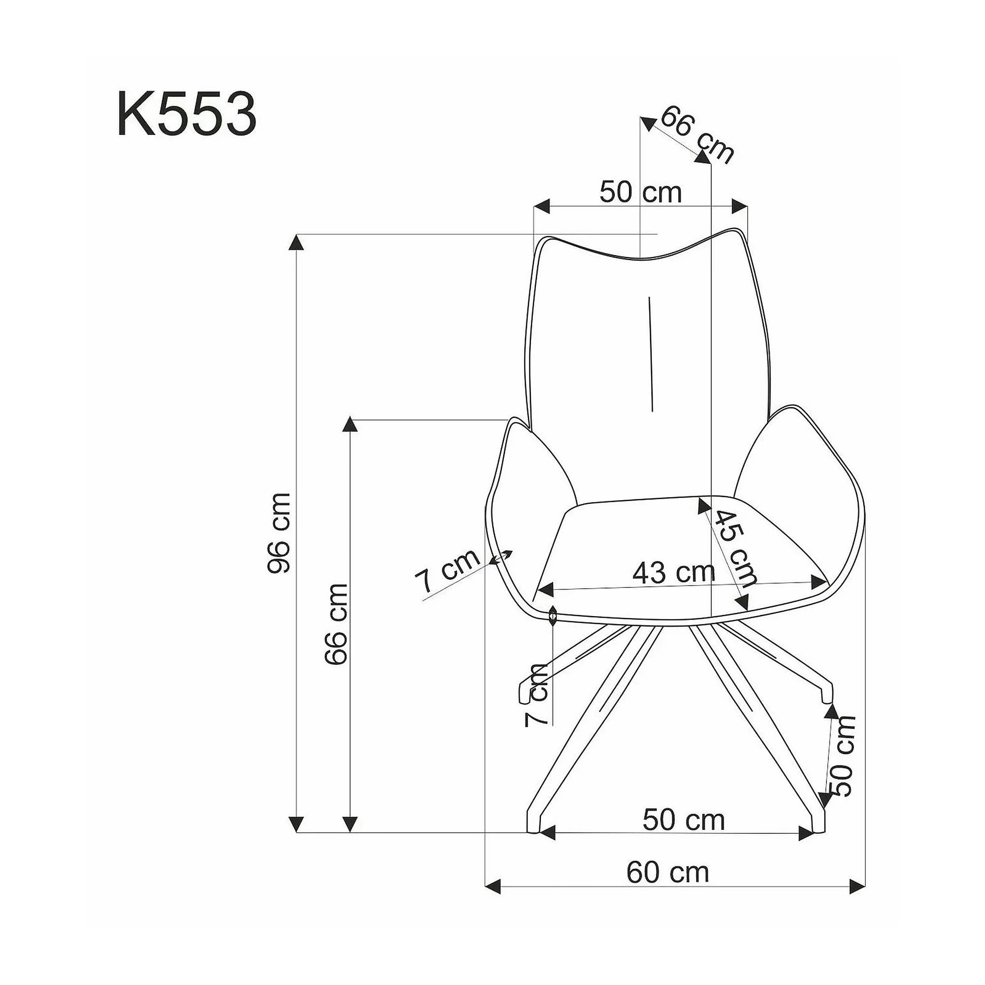 Scaun rotativ K553, bej/negru, stofa clasica/metal, 60x66x96 cm
