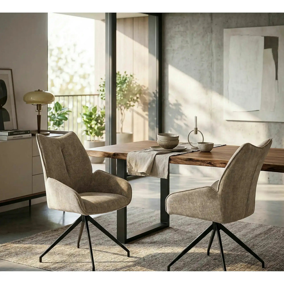 Scaun rotativ K553, bej/negru, stofa clasica/metal, 60x66x96 cm