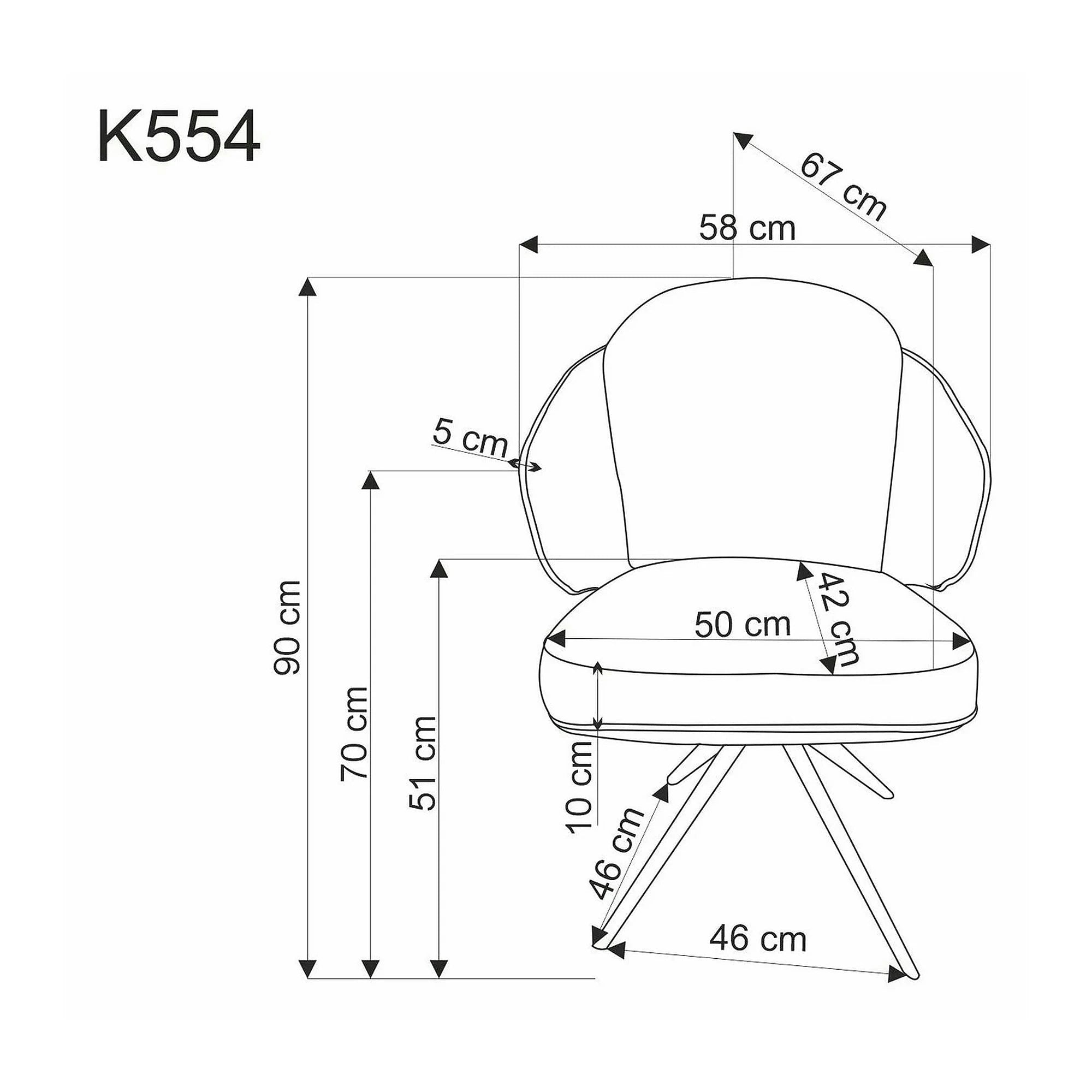 Scaun rotativ K554, maro/bej/negru, stofa clasica/piele ecologica/metal, 58x67x90 cm