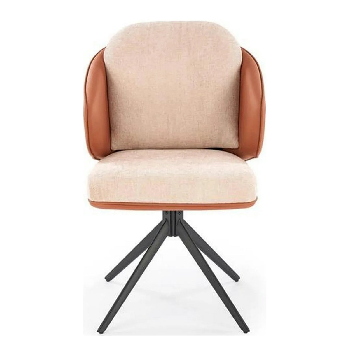 Scaun rotativ K554, maro/bej/negru, stofa clasica/piele ecologica/metal, 58x67x90 cm