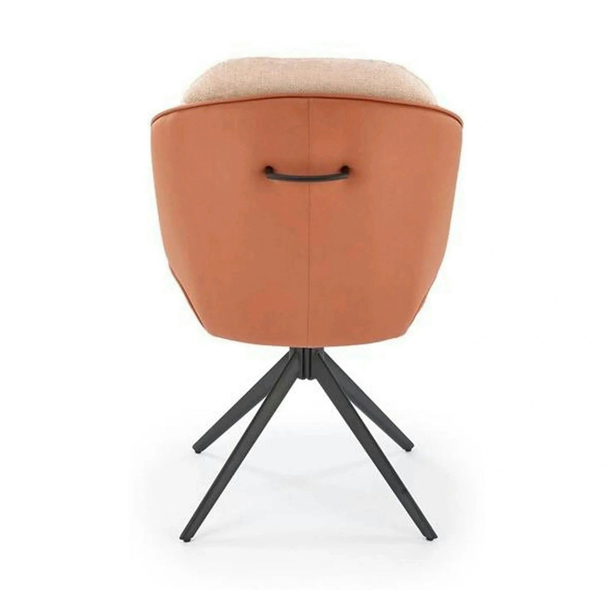 Scaun rotativ K554, maro/bej/negru, stofa clasica/piele ecologica/metal, 58x67x90 cm