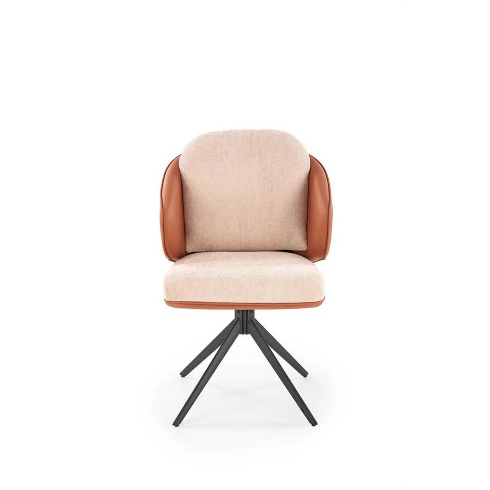 Scaun rotativ K554, maro/bej/negru, stofa clasica/piele ecologica/metal, 58x67x90 cm