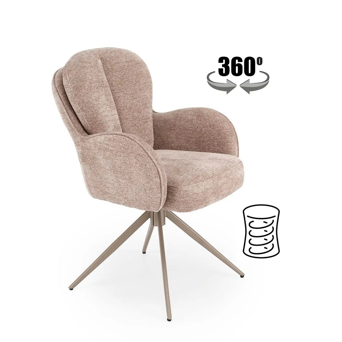Scaun rotativ K592, bej/casmir, stofa/metal, 62x69x92 cm