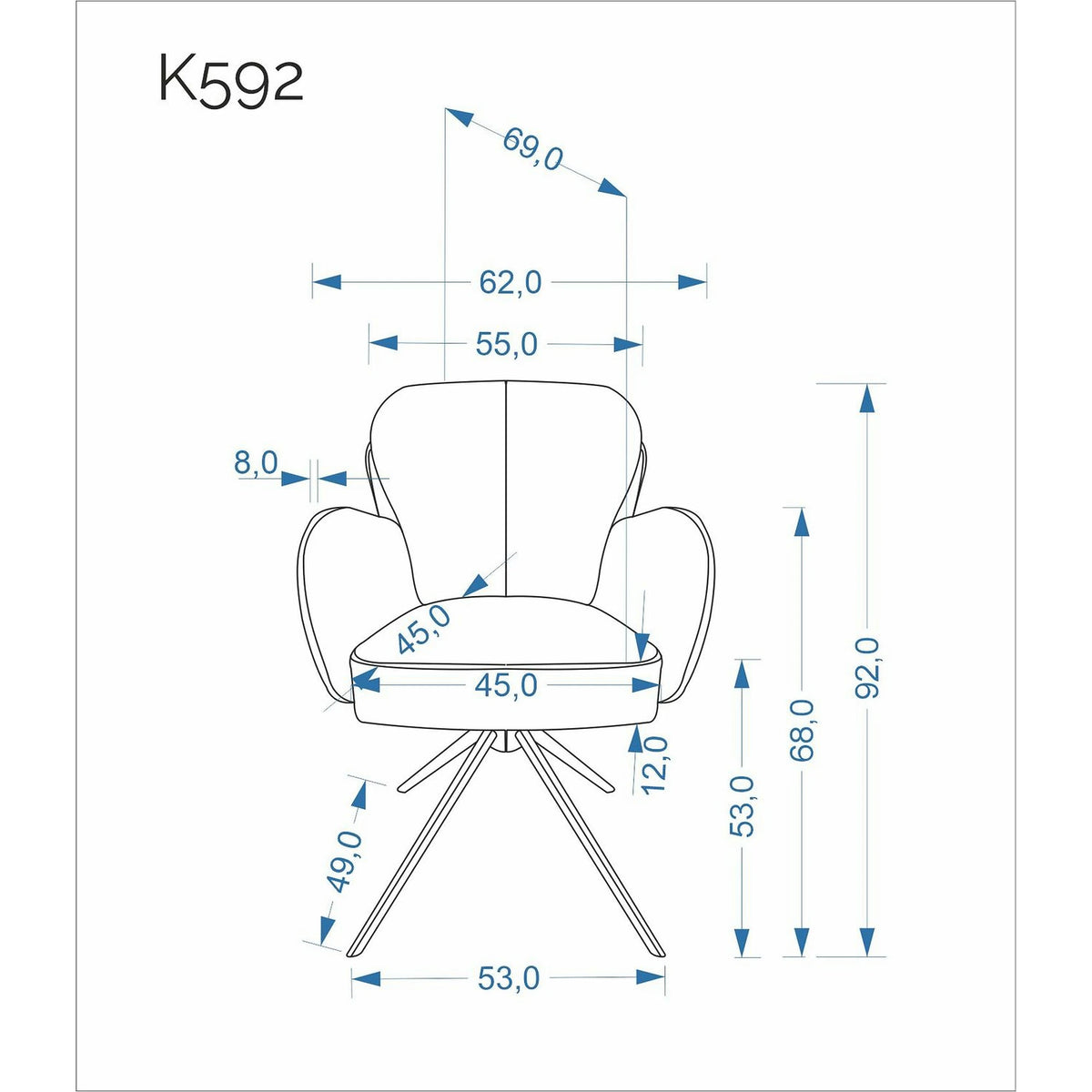 Scaun rotativ K592, bej/casmir, stofa/metal, 62x69x92 cm