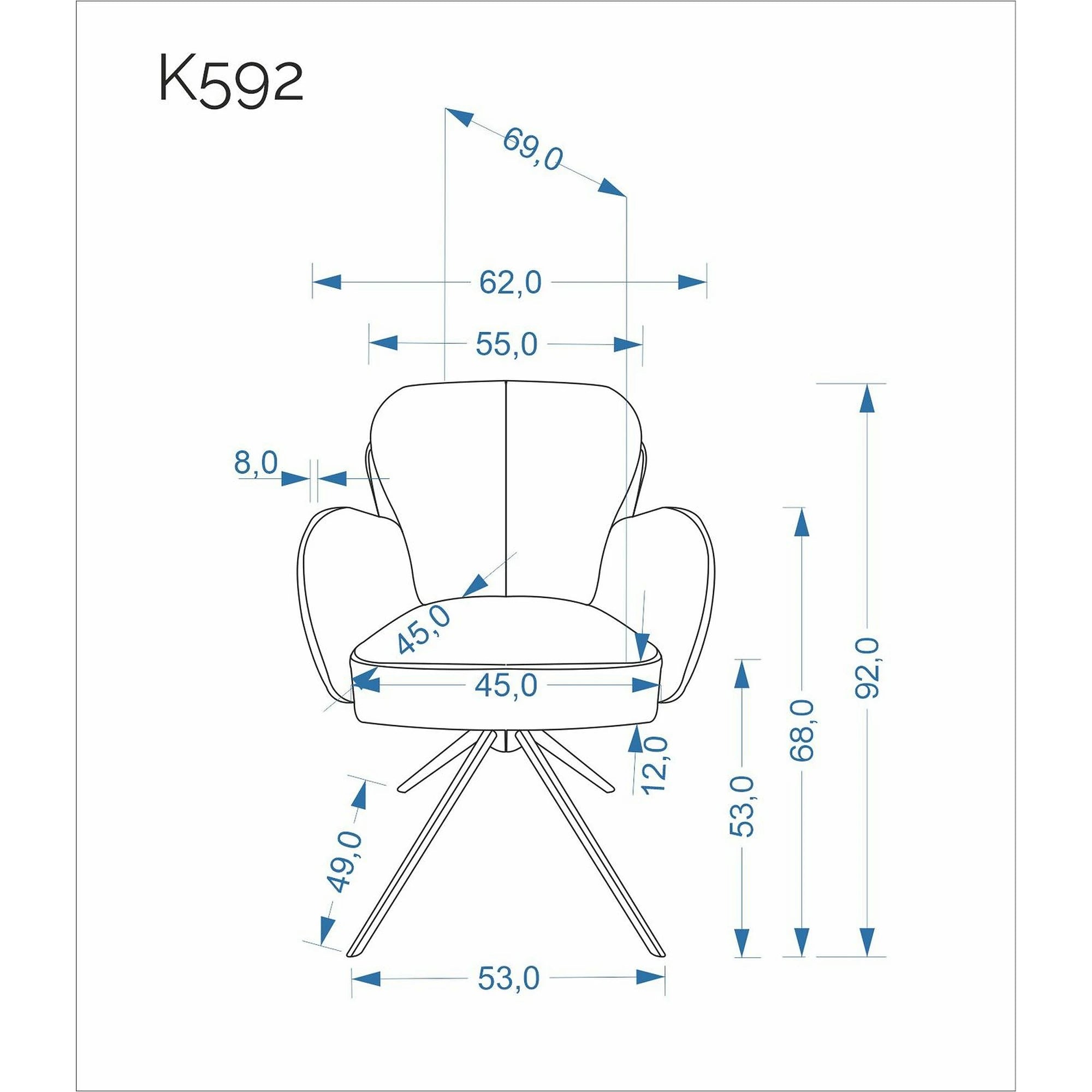 Scaun rotativ K592, bej/casmir, stofa/metal, 62x69x92 cm