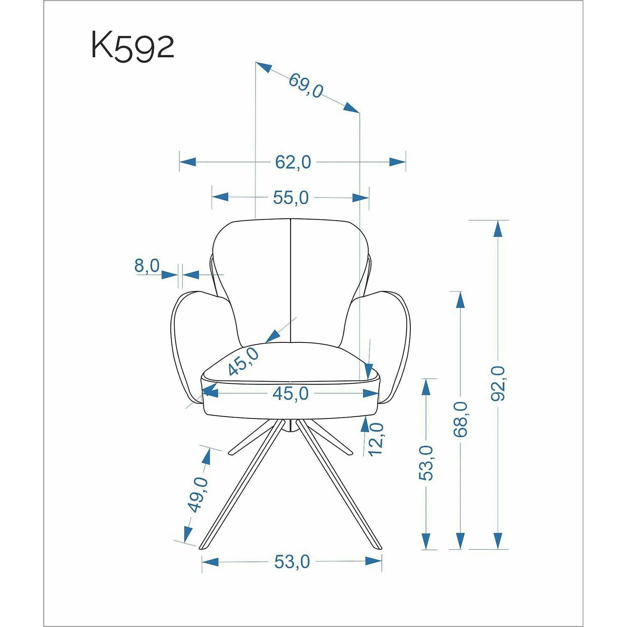 Scaun rotativ K592, bej/casmir, stofa/metal, 62x69x92 cm