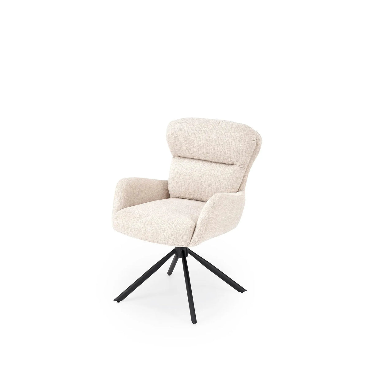 Scaun rotativ K593, bej/negru, stofa/metal, 56x54x89 cm