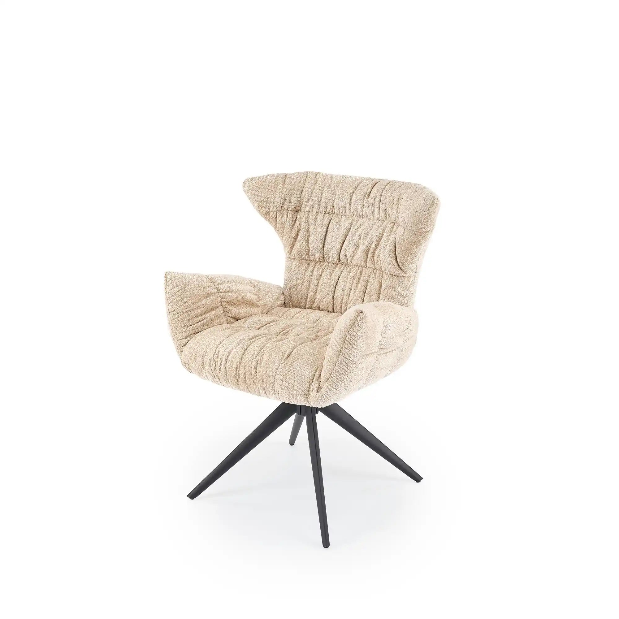 Scaun rotativ K595, bej/negru, stofa/metal, 68x66x88 cm