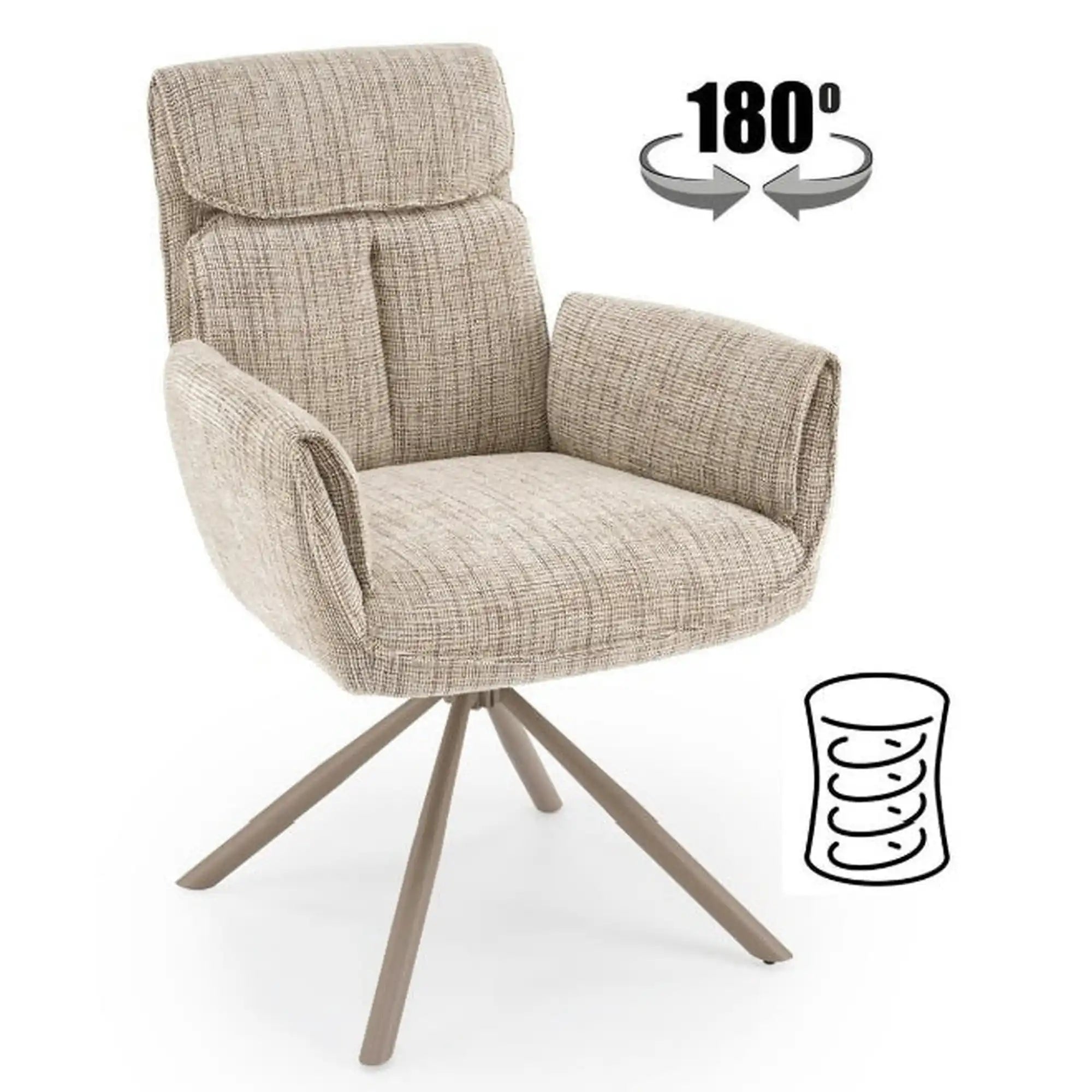 Scaun rotativ K596, bej/casmir, stofa clasica/metal, 66x66x93 cm