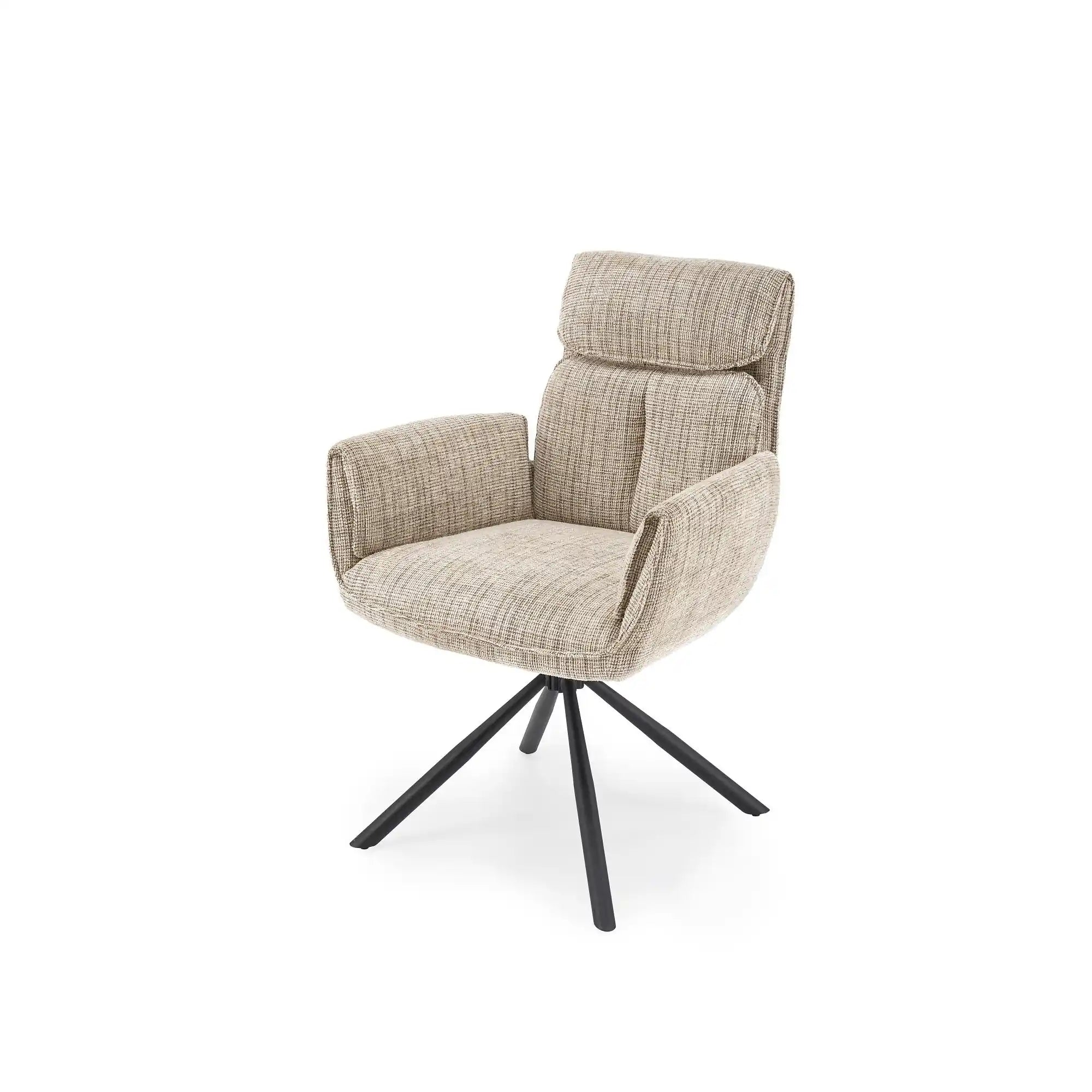 Scaun rotativ K596, bej/negru, stofa clasica/metal, 66x66x93 cm