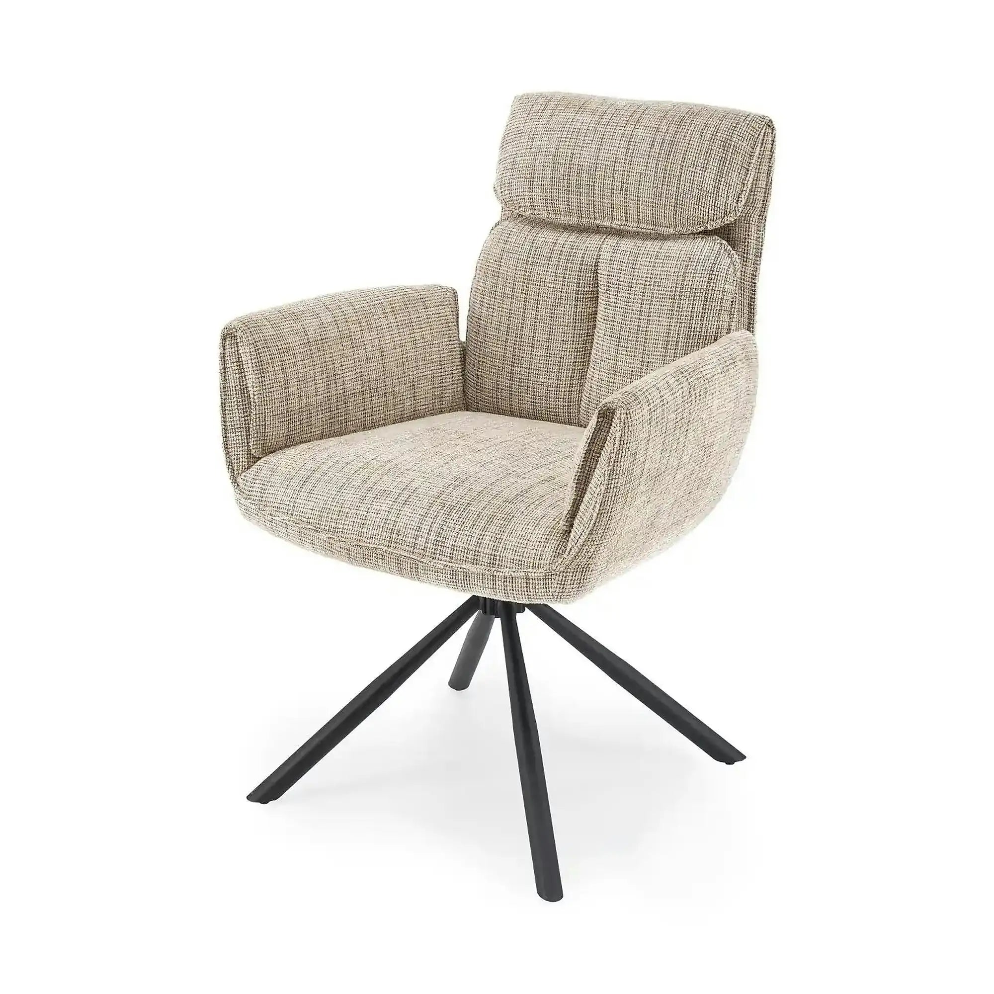 Scaun rotativ K596, bej/negru, stofa clasica/metal, 66x66x93 cm