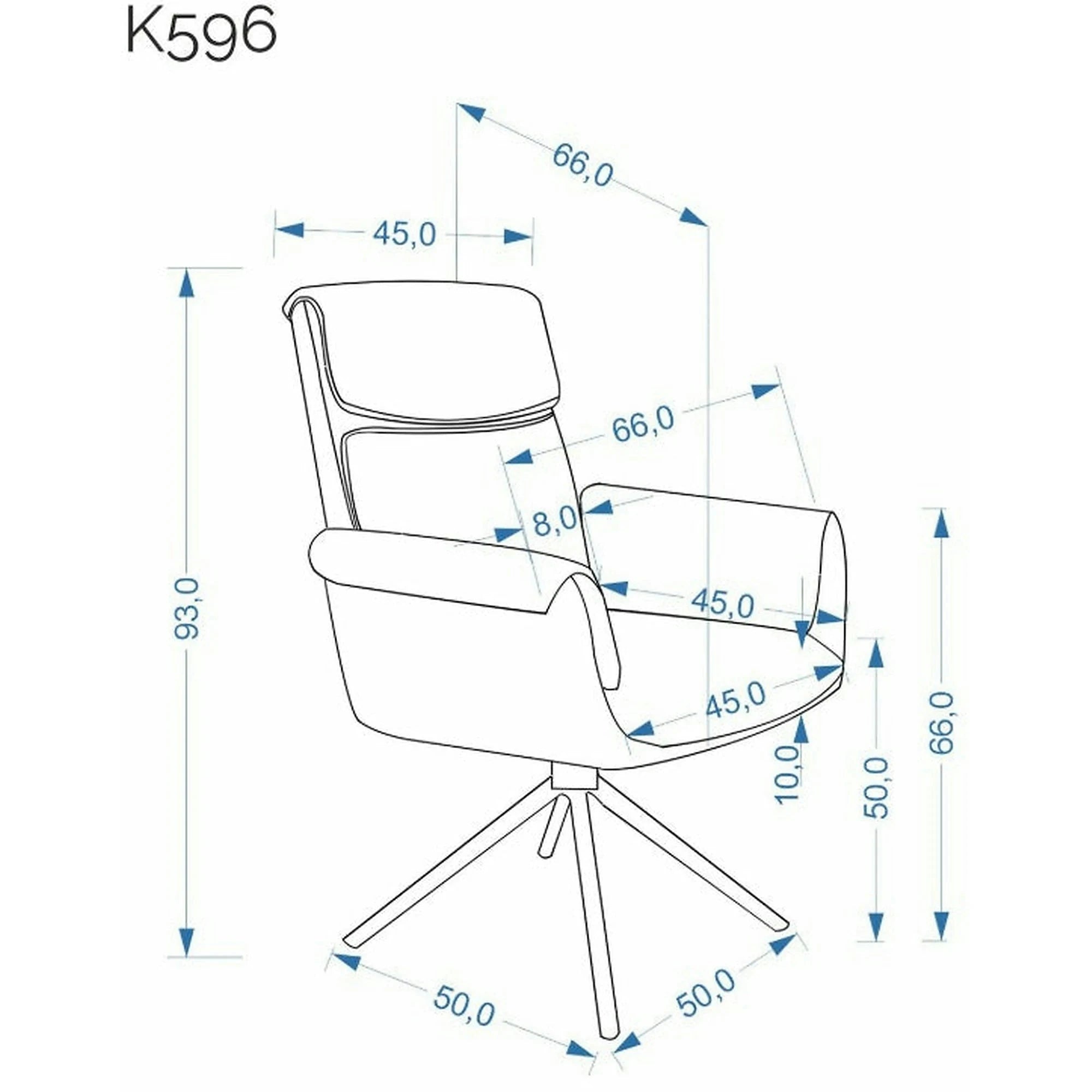 Scaun rotativ K596, bej/negru, stofa clasica/metal, 66x66x93 cm