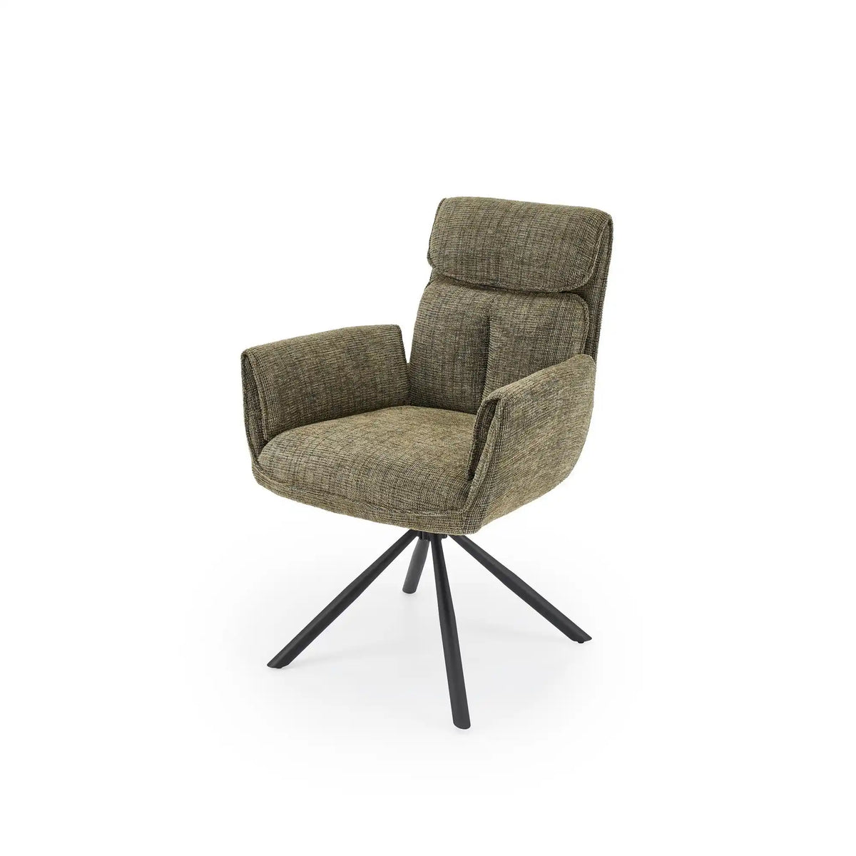 Scaun rotativ K596, verde olive/negru, stofa clasica/metal, 66x66x93 cm