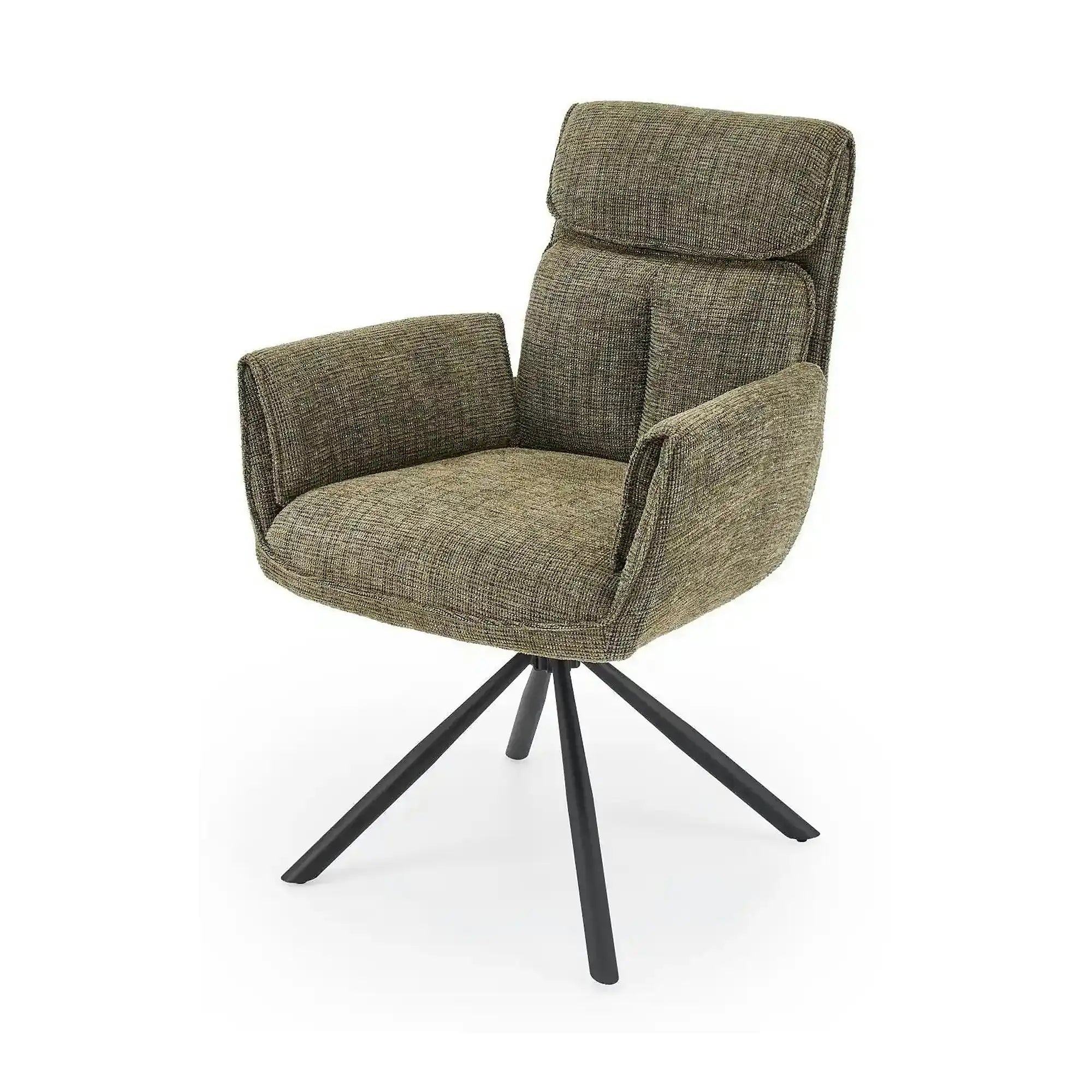 Scaun rotativ K596, verde olive/negru, stofa clasica/metal, 66x66x93 cm