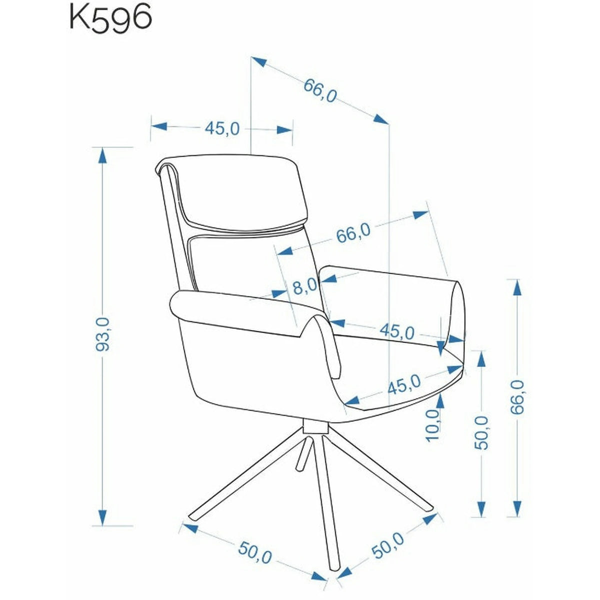 Scaun rotativ K596, verde olive/negru, stofa clasica/metal, 66x66x93 cm