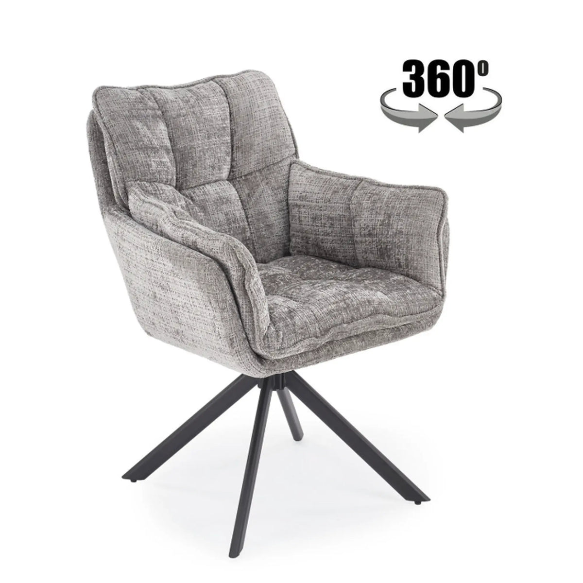 Scaun rotativ K597, gri/negru, stofa/metal, 70x67x90 cm
